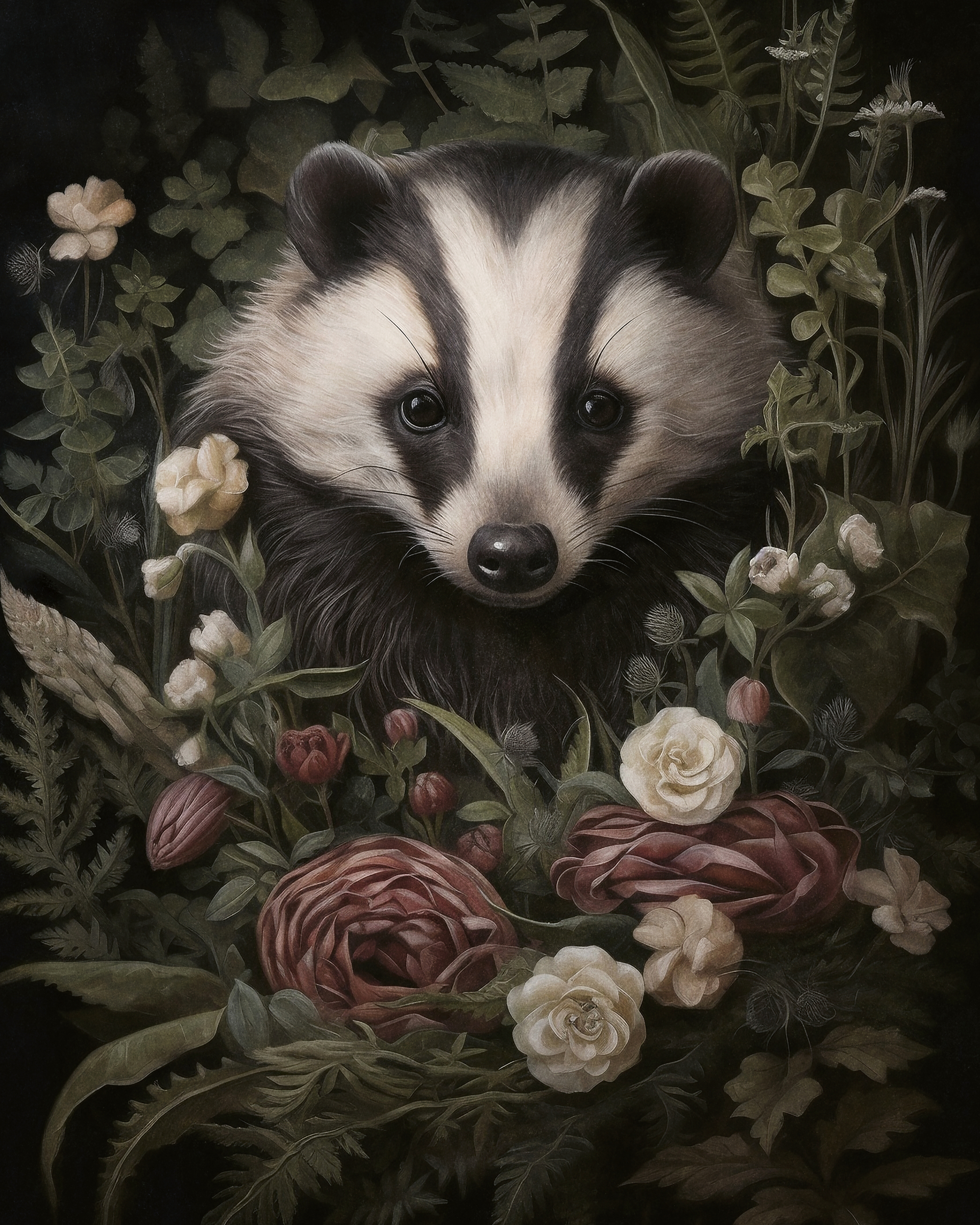 Olga Telnova - Badger Floral Poster