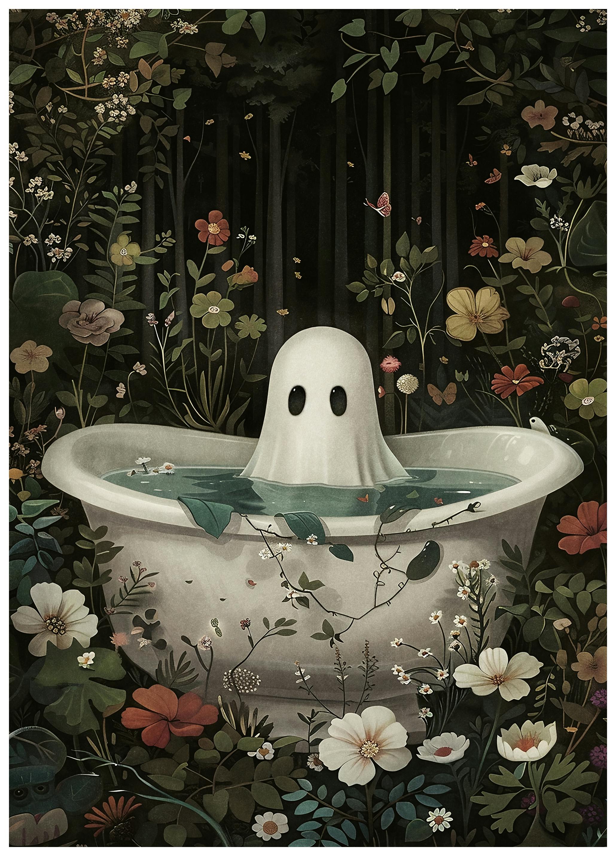 Olga Telnova - Spöklikt Blommigt Bad Poster (21x30 cm) - Poster Store