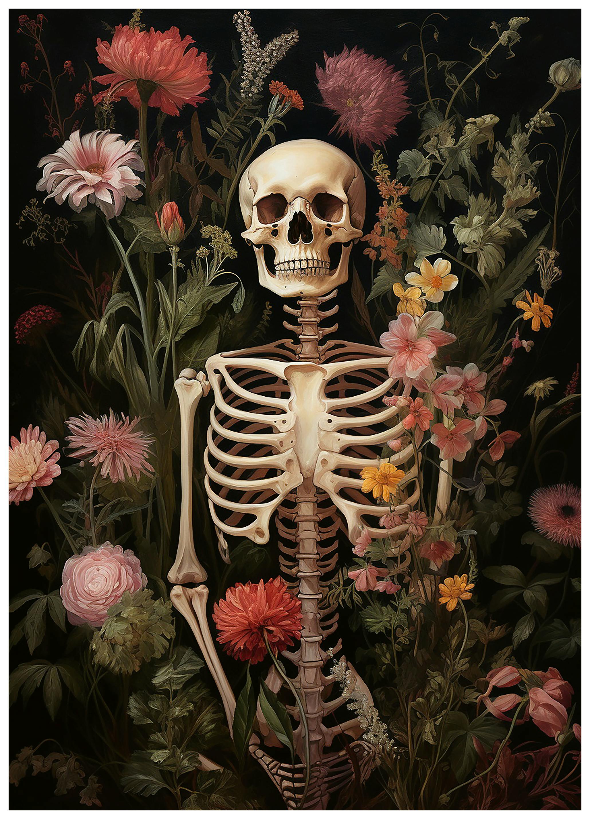 Olga Telnova - Fleurs Squelettes Poster (70x100 cm) - Poster Store
