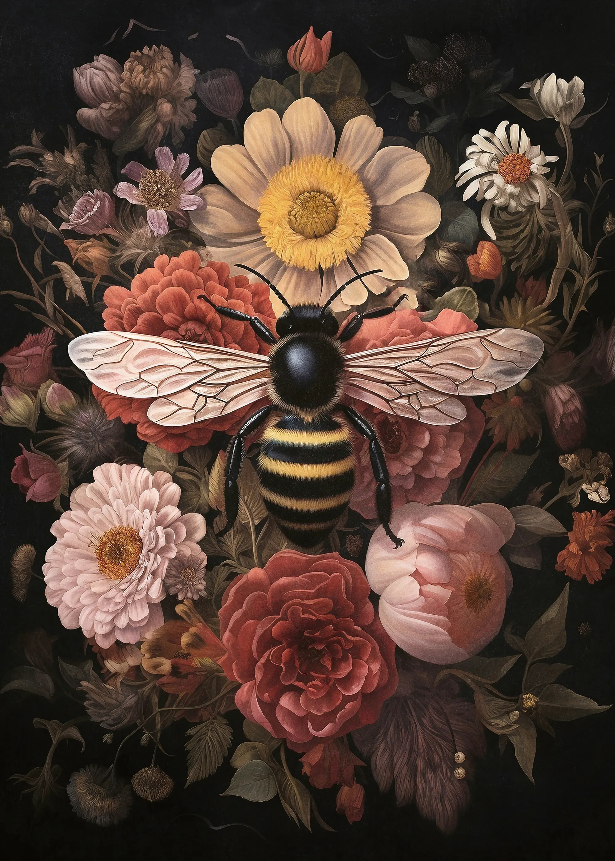 Olga Telnova - Fleur et Abeille Vintage Affiche 0