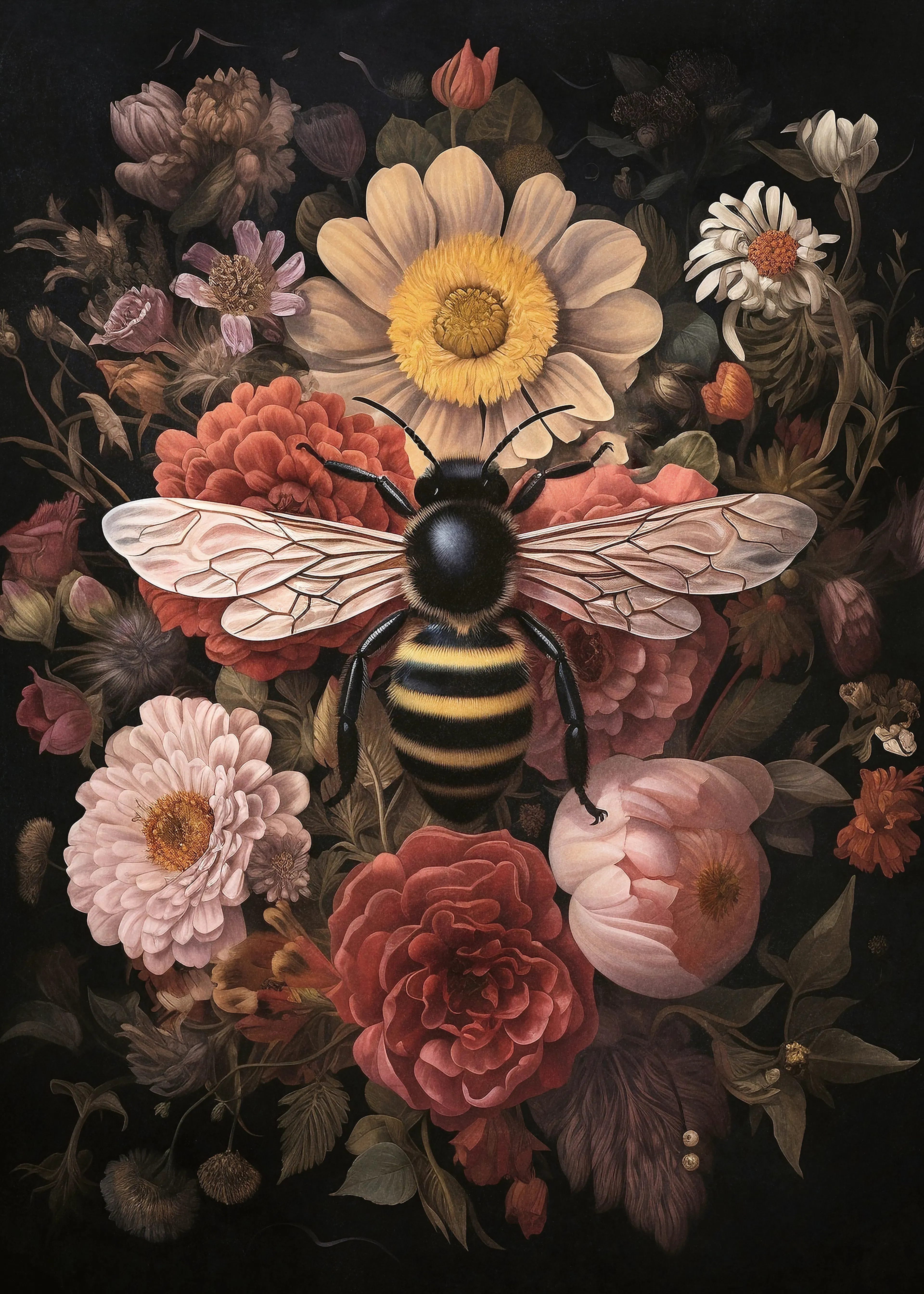 Olga Telnova - Fleur et Abeille Vintage Affiche 0