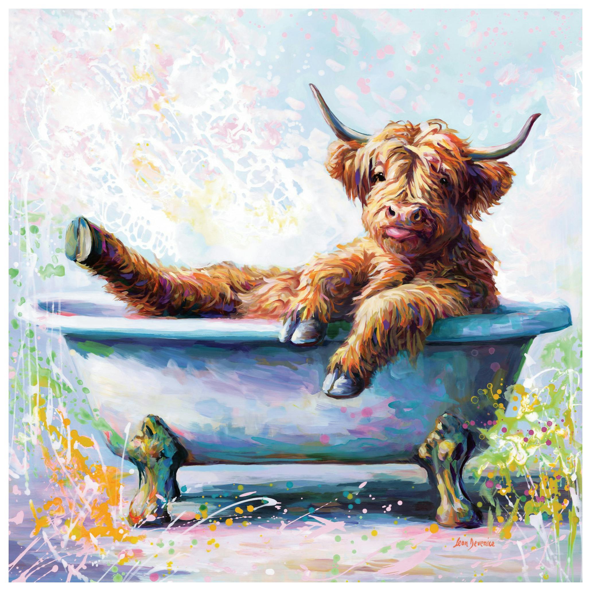 Leon Devenice - Highland Cow Baby Poster (50x50 cm) - Poster Store