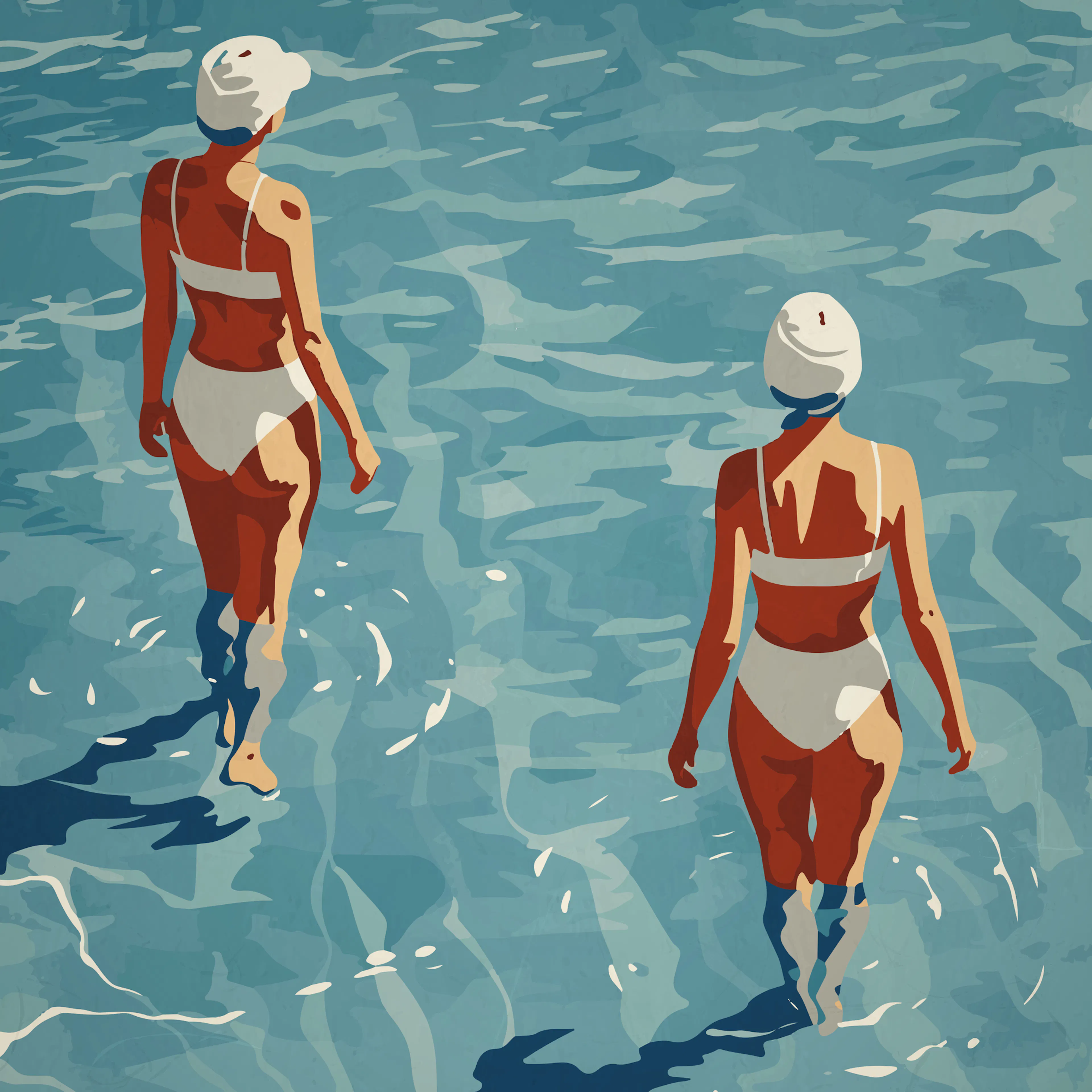 Layla Oz - Systrar Simmar på Stranden Poster 0