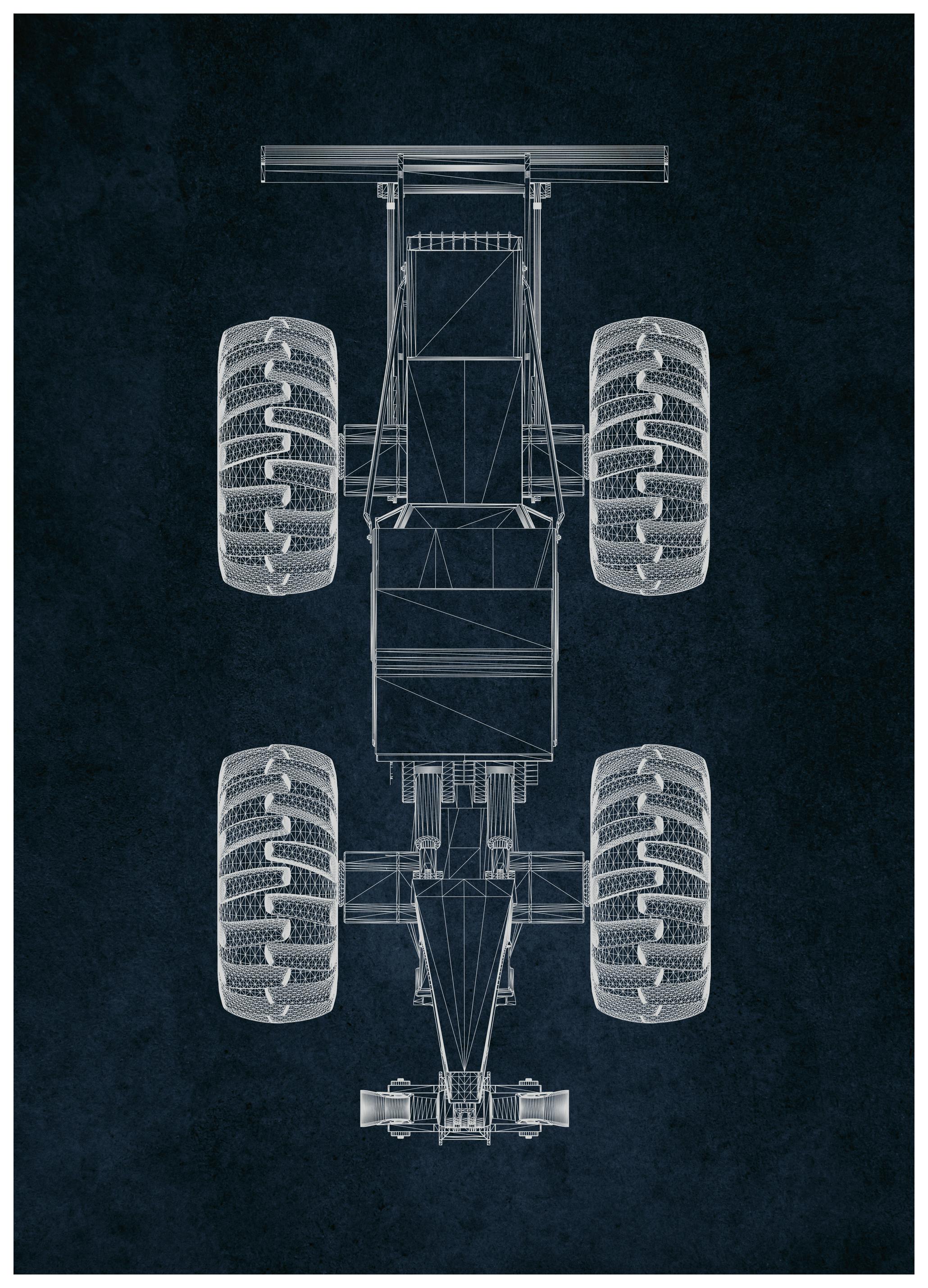 Racerbil Ritning Poster (30x40 cm) - Poster Store