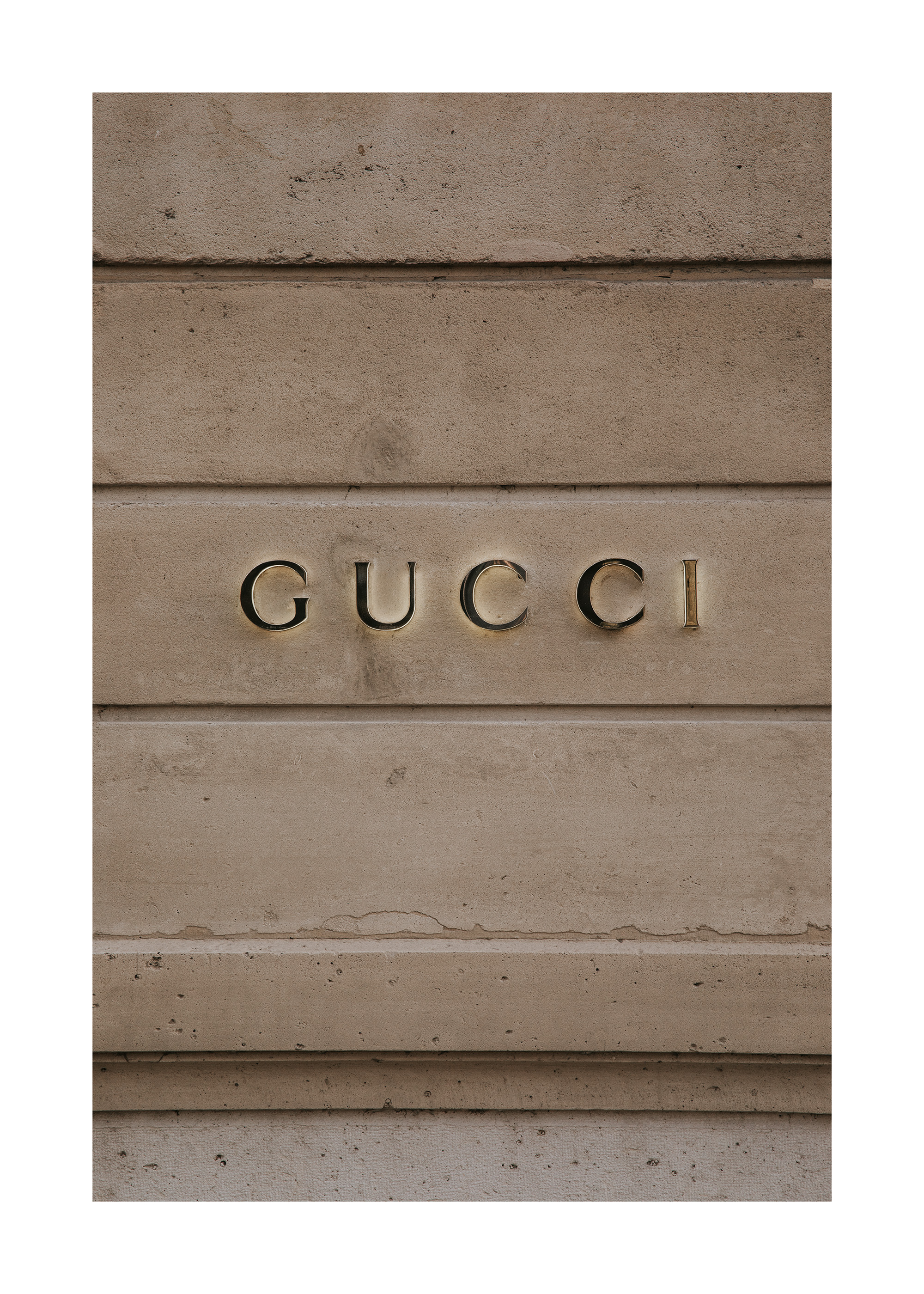 Gucci Logo Beige Stone Wall Art Poster | Poster Store NZ