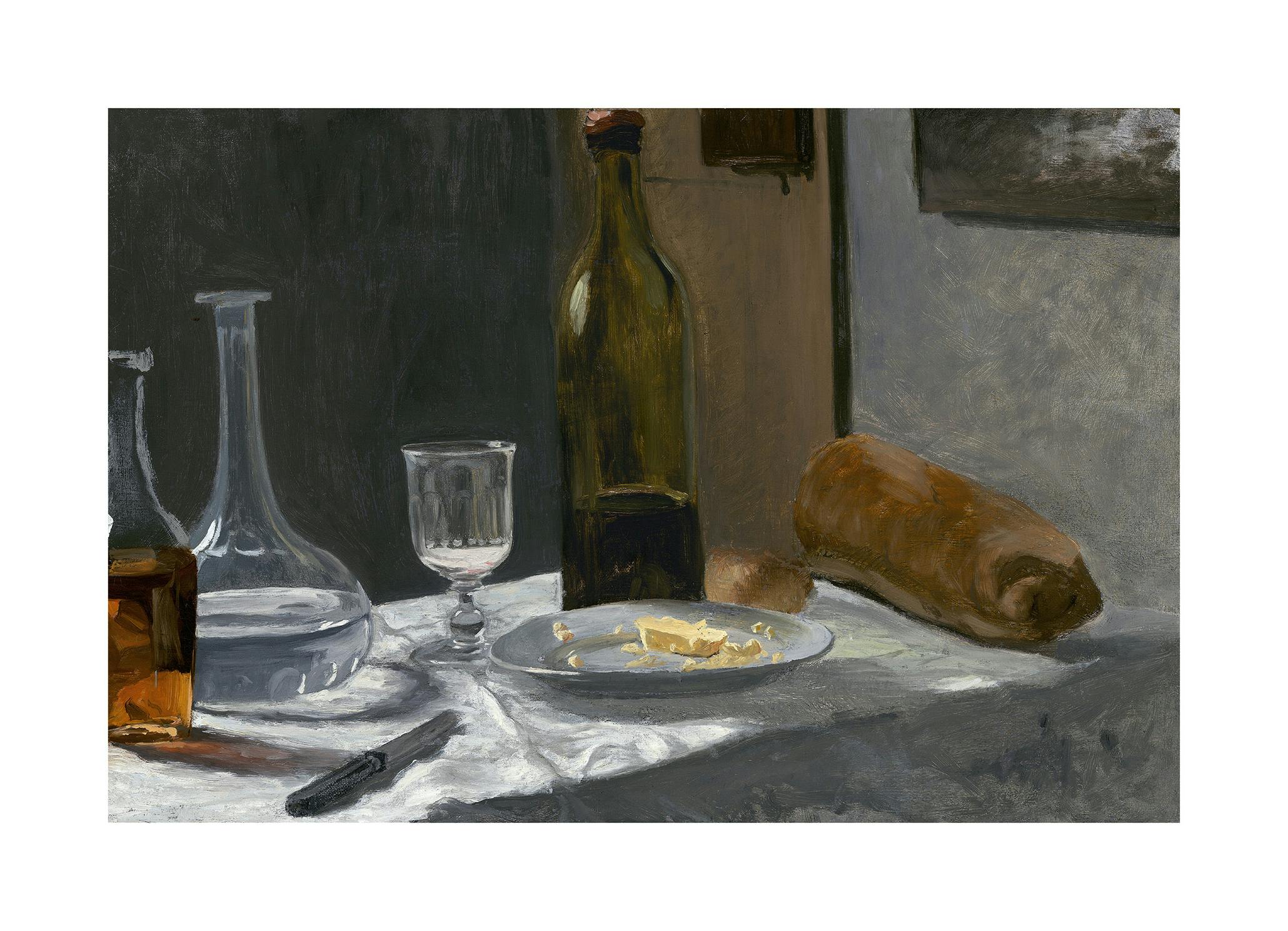 Claude Monet - Still Life with Bottle, Carafe, Bread and Wine Poster (21x30 cm) - Poster Store