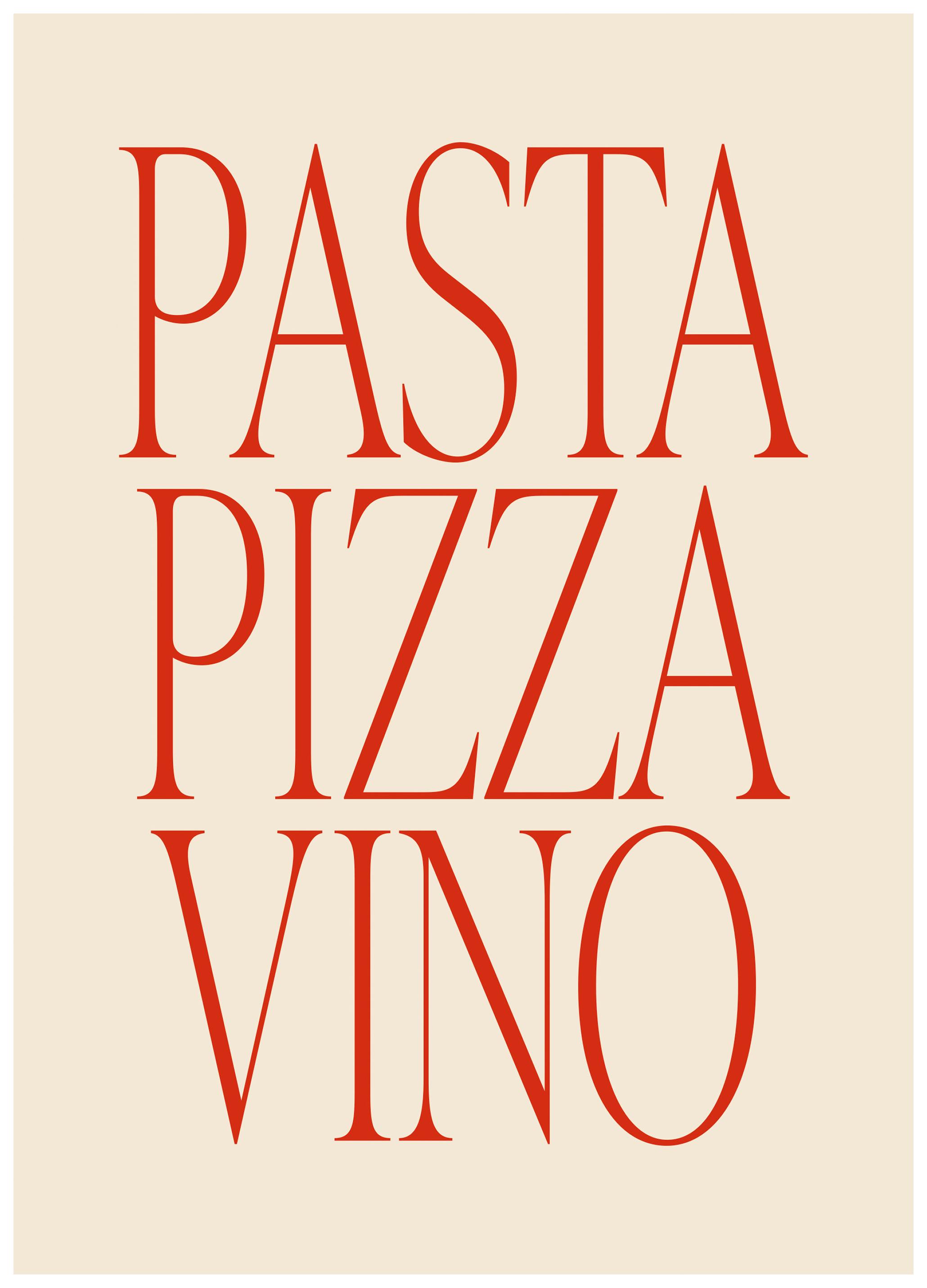 Pasta Pizza Vino Poster (70x100 cm) - Poster Store