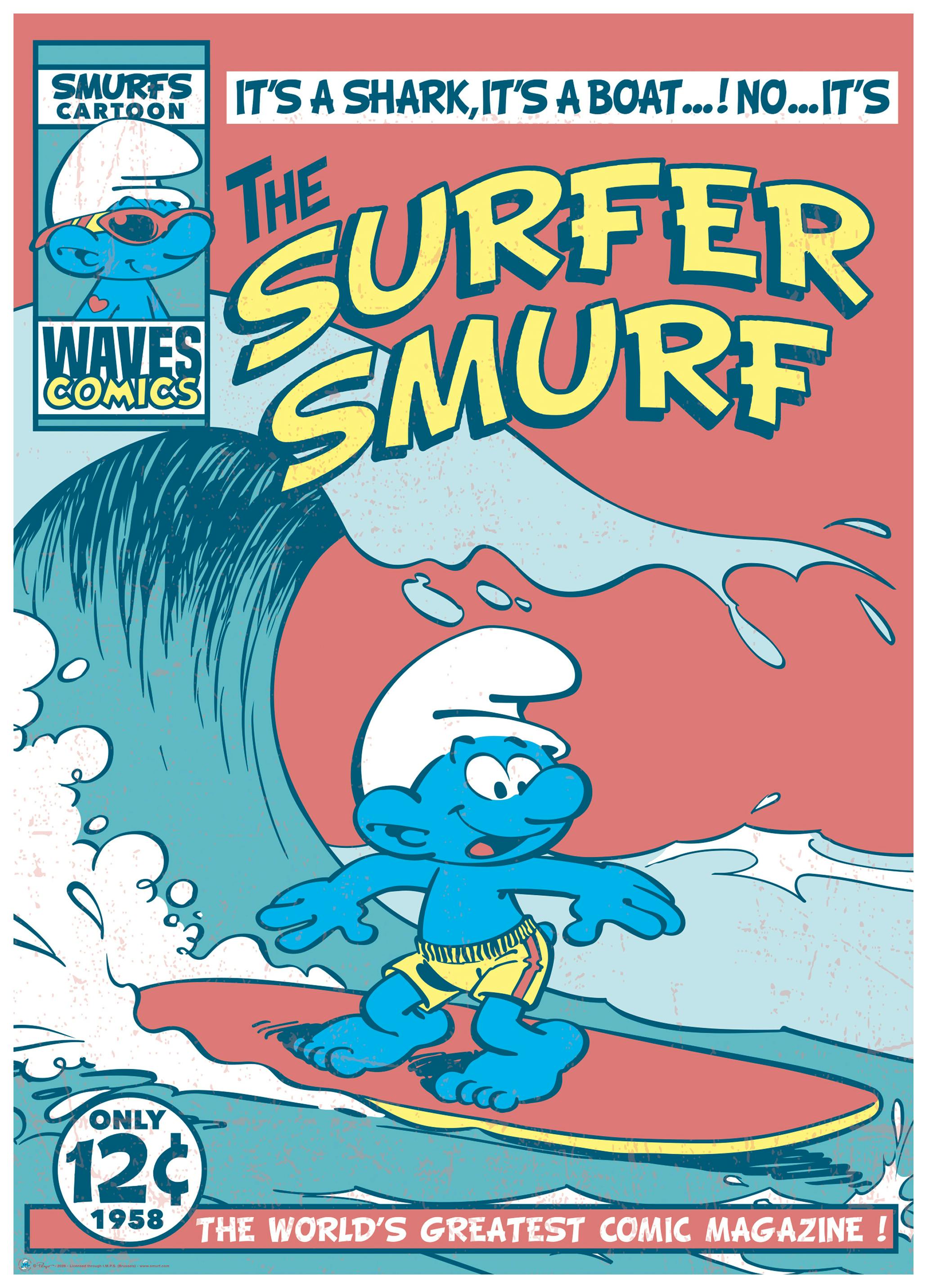 Smerfy Smerf Surfer Plakat (50x70 cm) - Poster Store