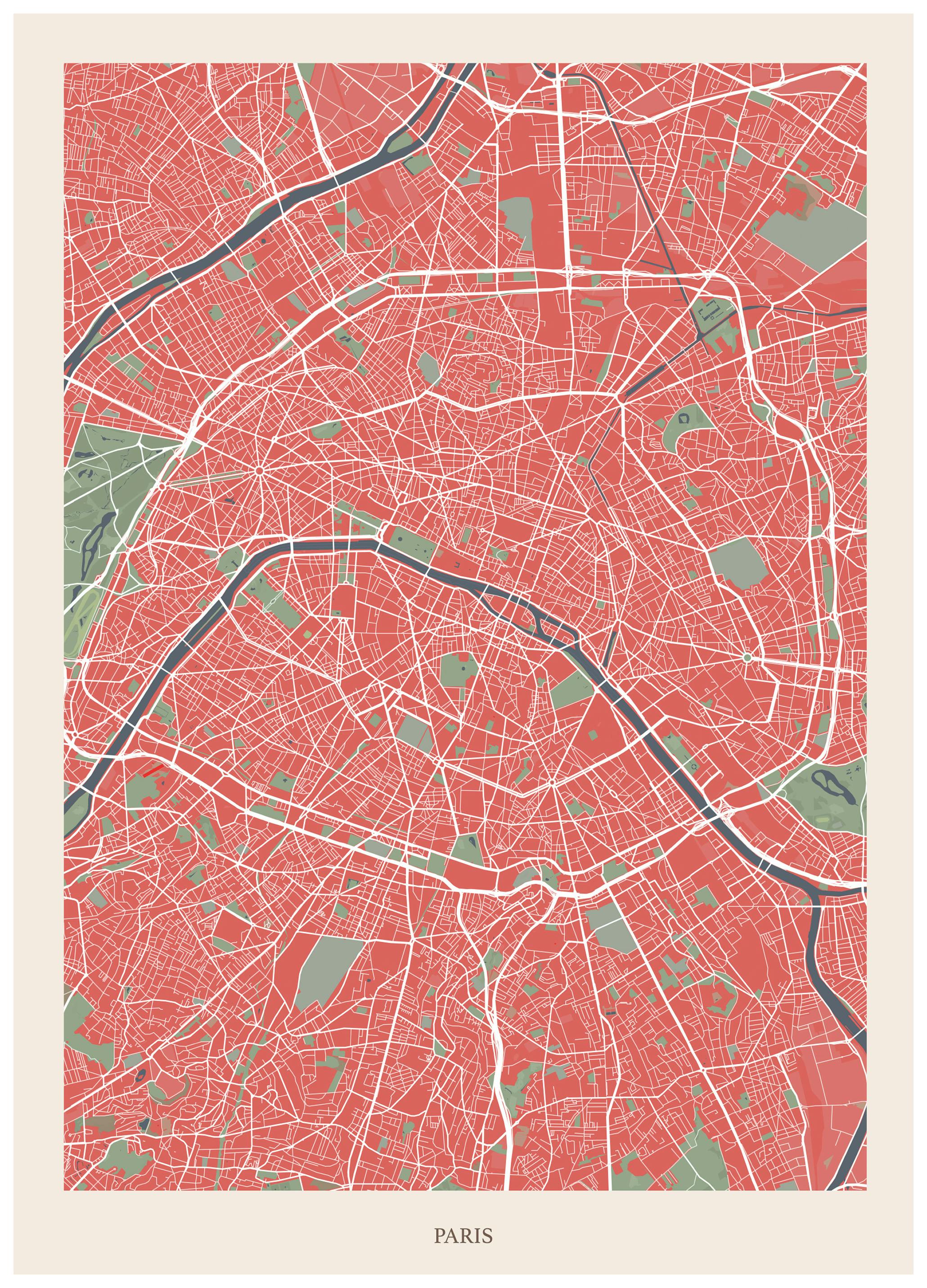 Paris Kart Plakat (70x100 cm) - Poster Store