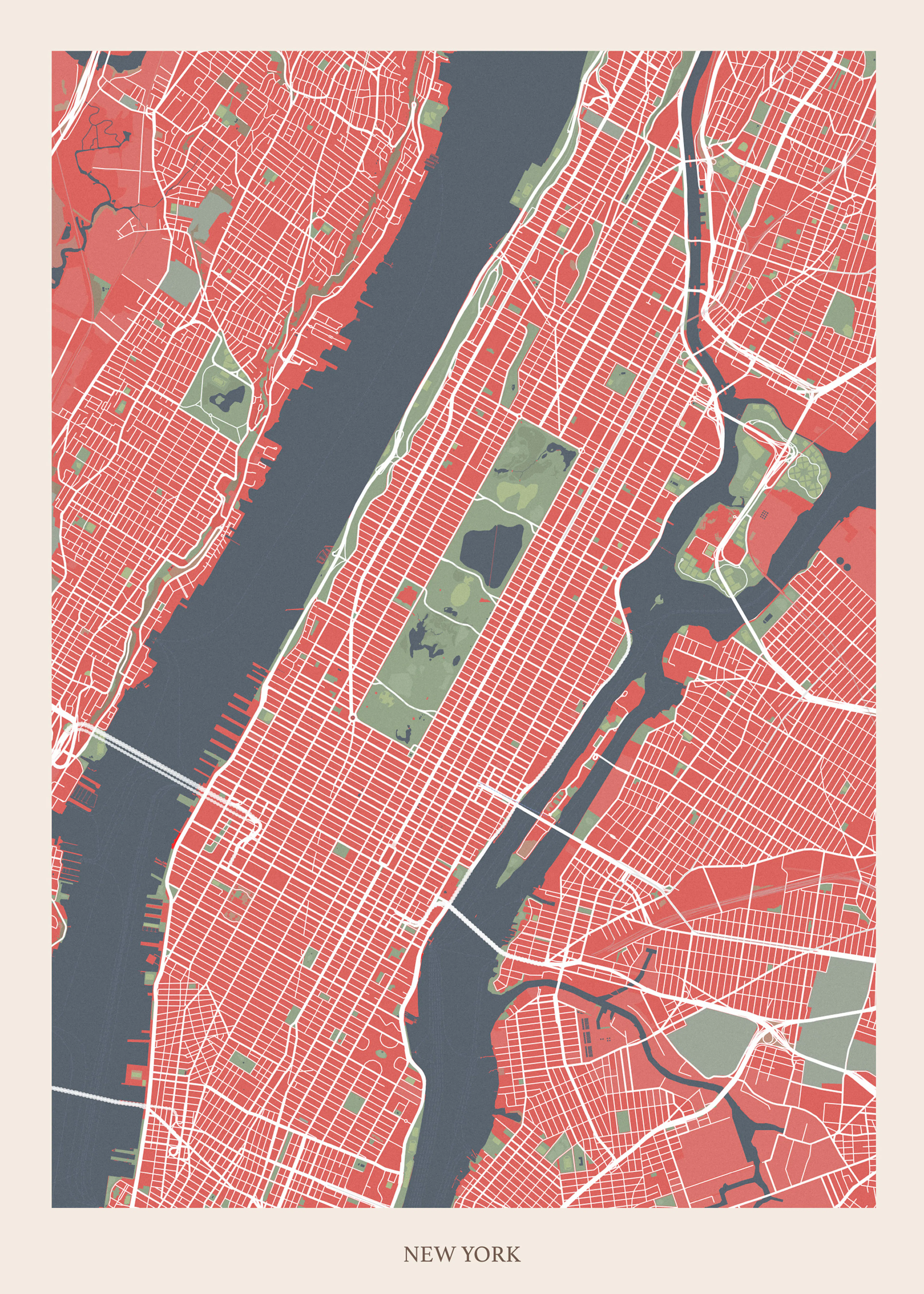 New York Map Print 0