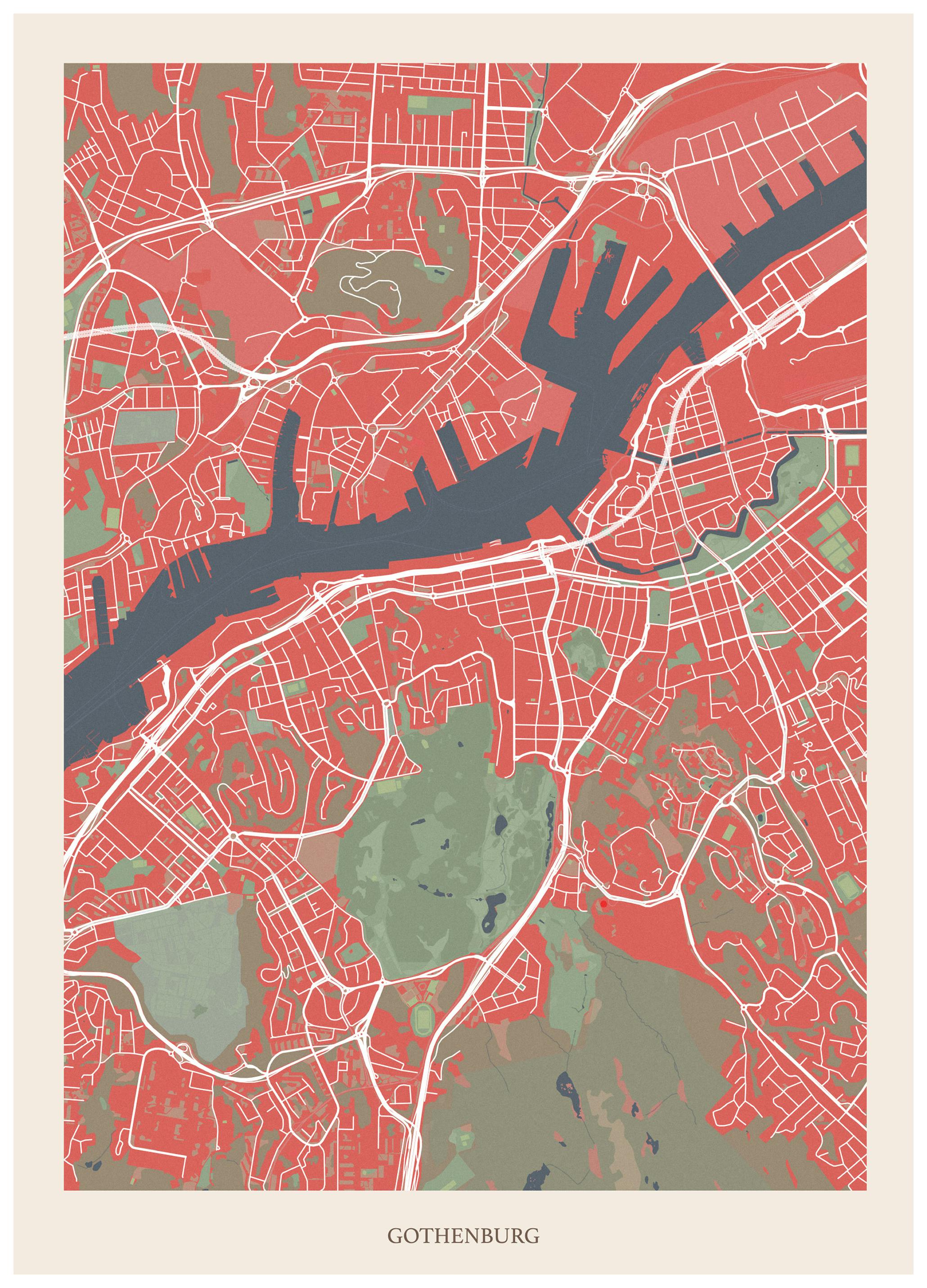 Göteborg Kaart Poster (13x18 cm) - Poster Store