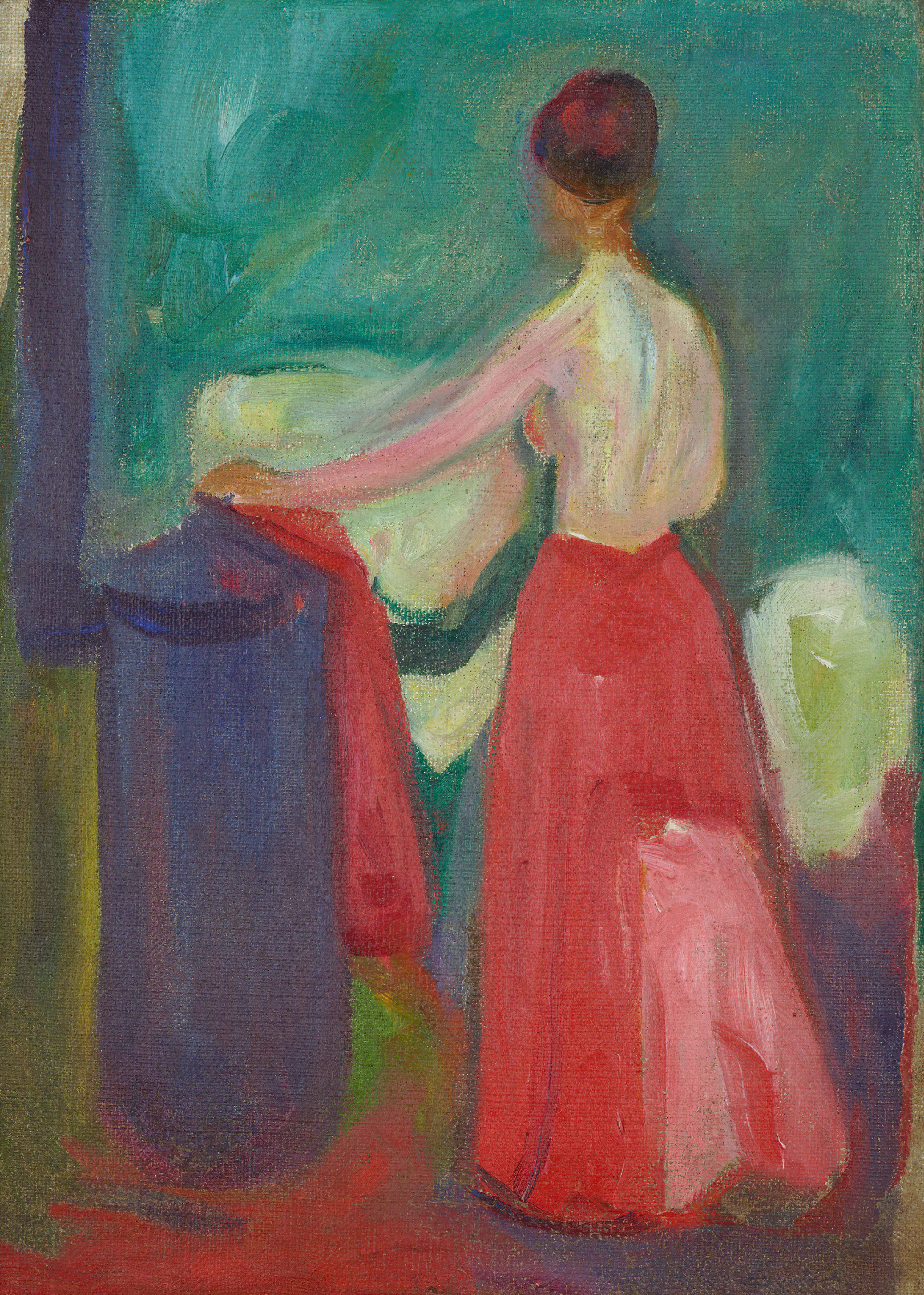 Edvard Munch - Desnudo con Falda Roja Póster 0