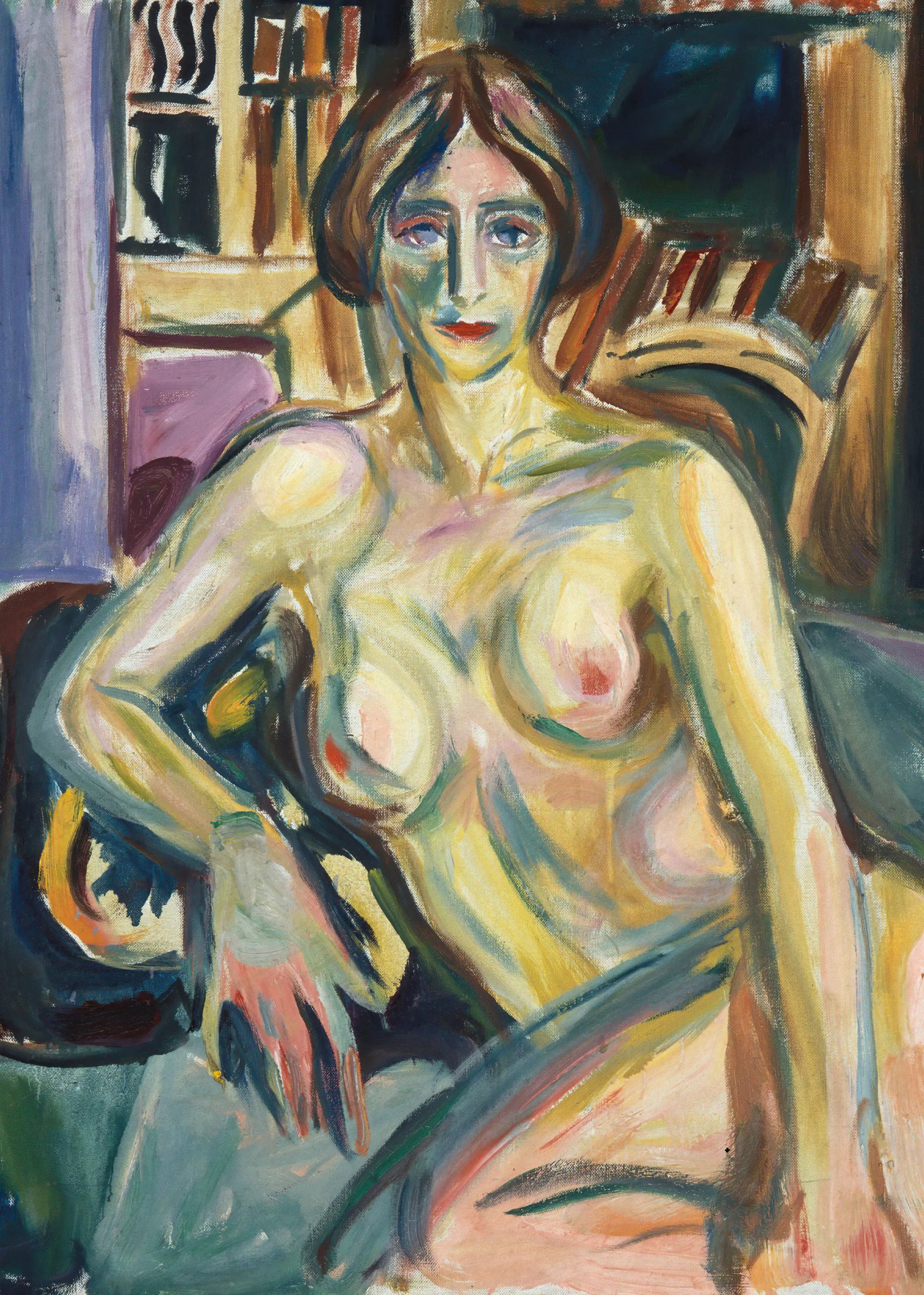 Edvard Munch - Desnudo, Sentado en el Sofá Póster 0