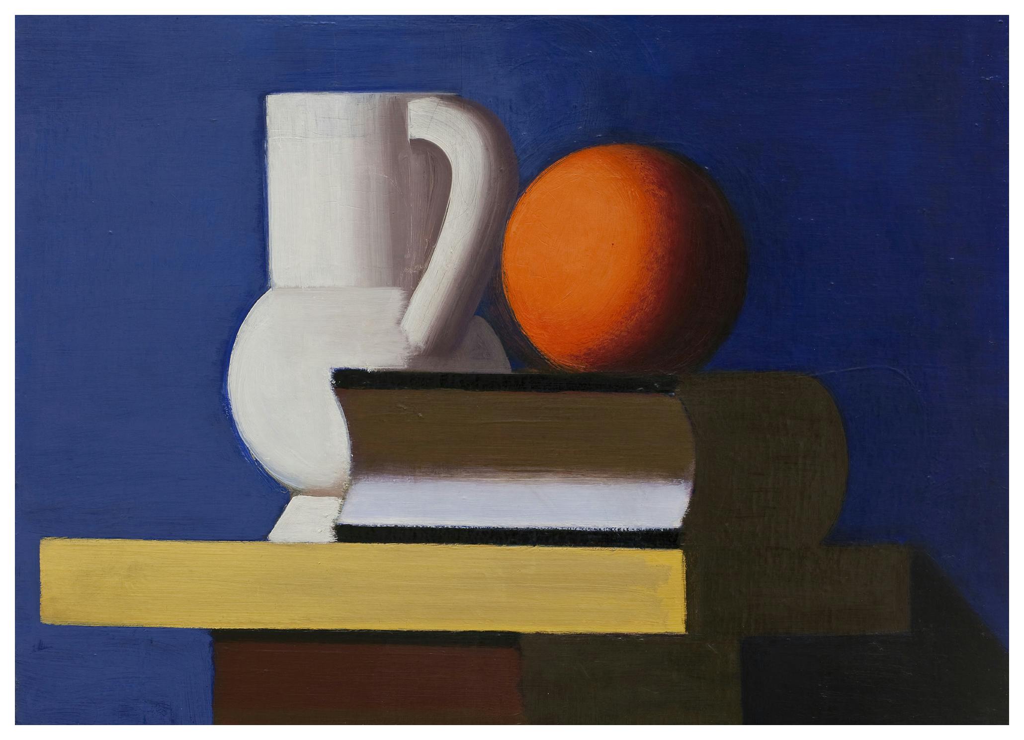 Vilhelm Lundstrøm - Arrangement with White Jug, Orange and Book Poster (21x30 cm) - Poster Store