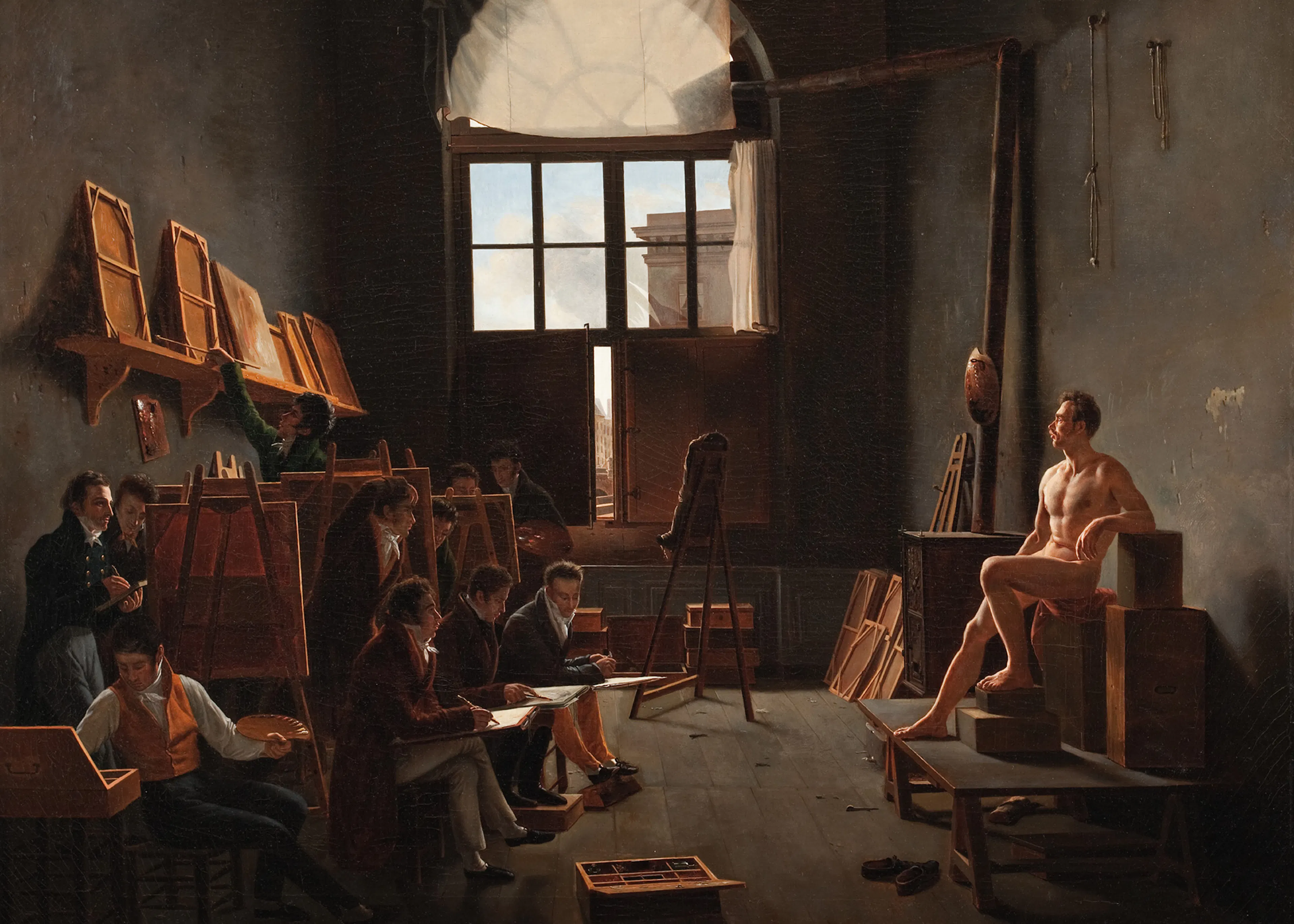 Léon-Mathieu Cochereau - Das Atelier von Jacques-Louis David Poster 0