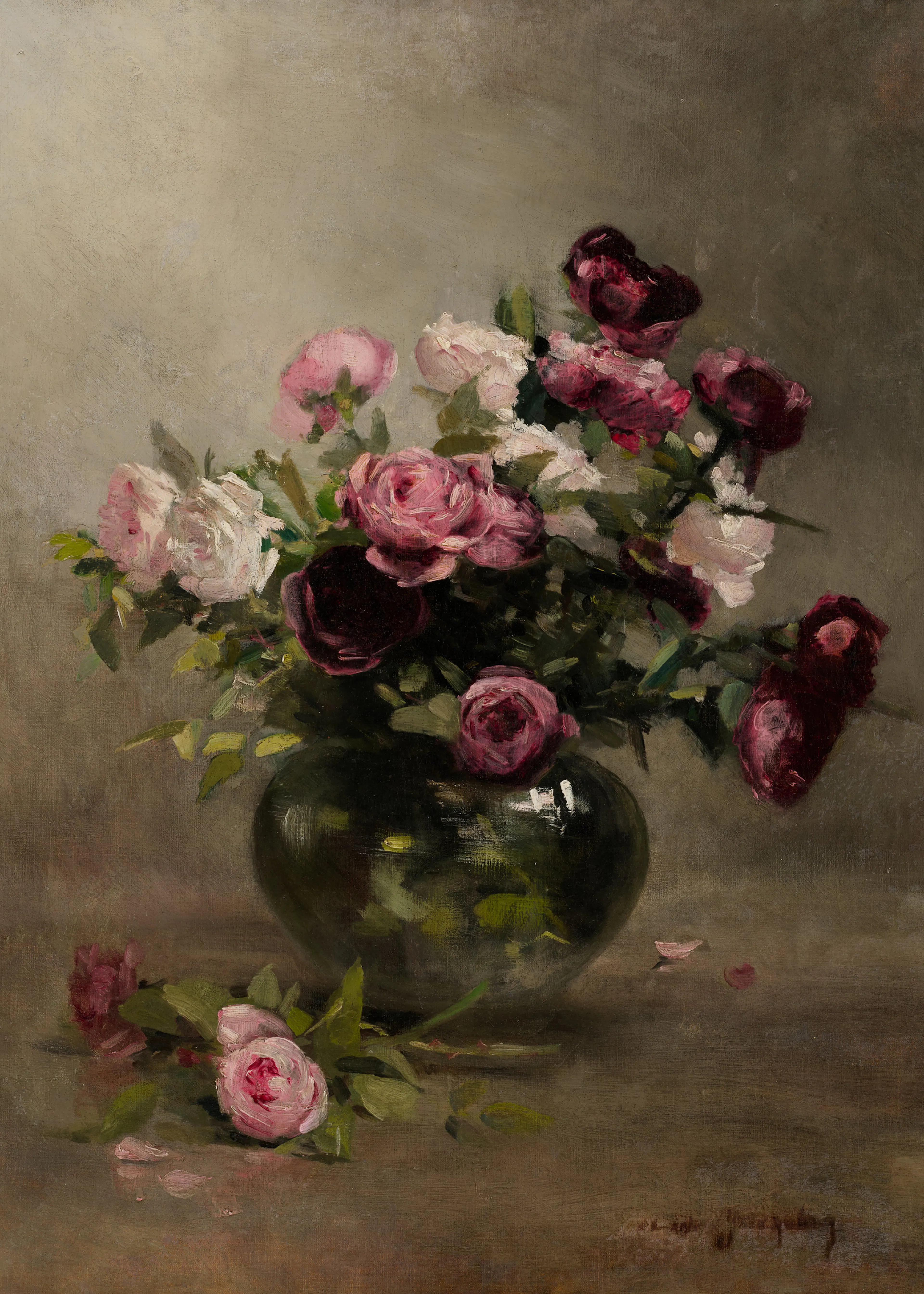 Eva Gonzalès - Vase mit Rosen Poster 0