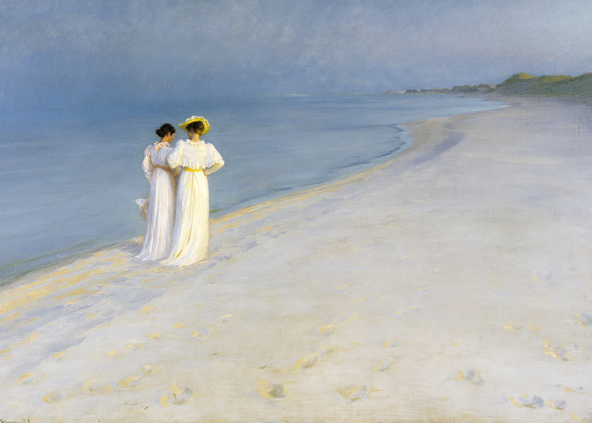 Peder Severin Krøyer - Sommerabend am südlichen Strand Poster 0