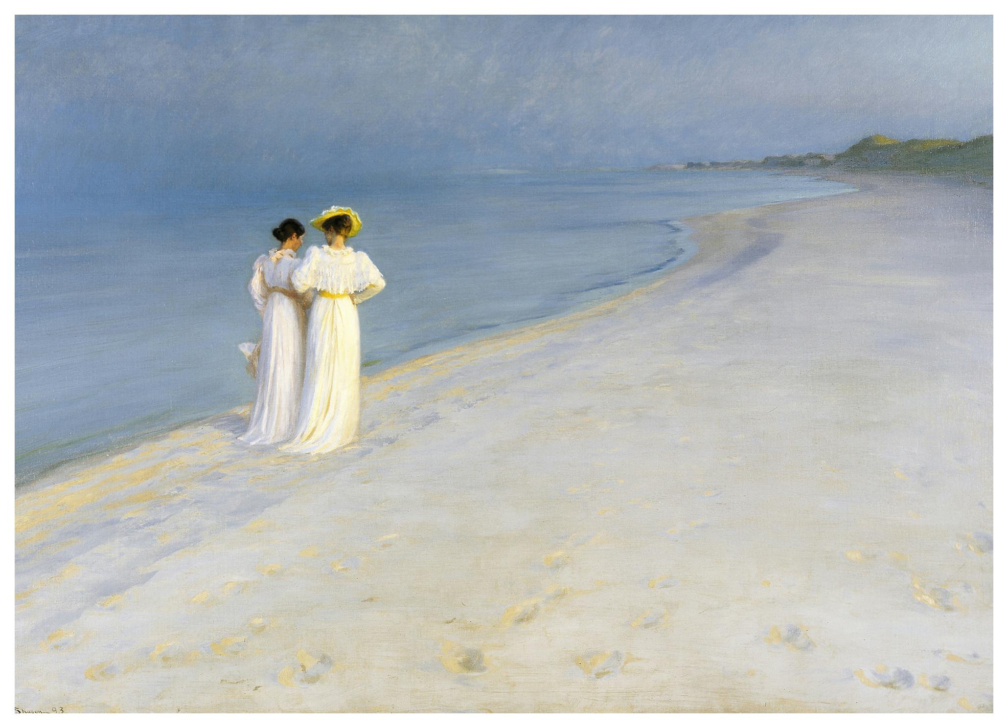 Peder Severin Krøyer - Summer Evening on the Southern Beach Poster (70x100 cm) - Poster Store