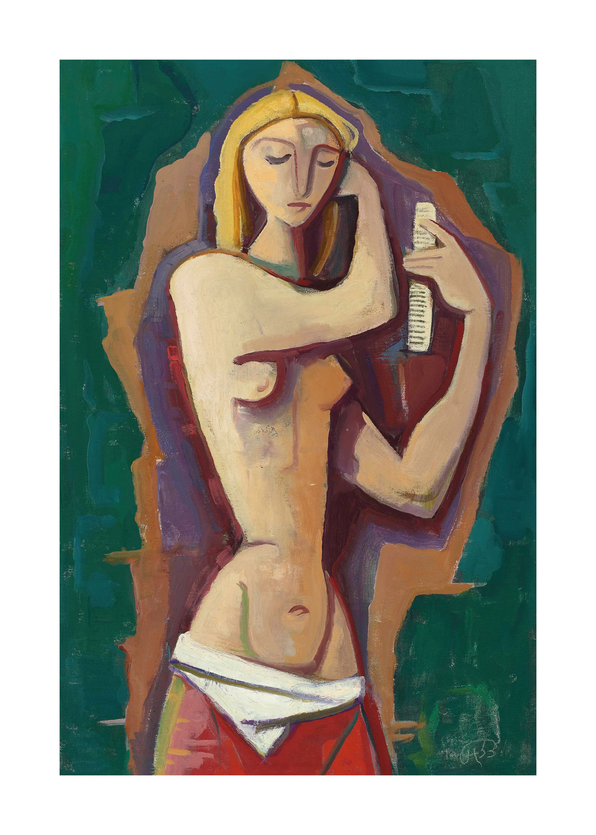 Karl Hofer - Chicas, Peinándose el Cabello Póster 0