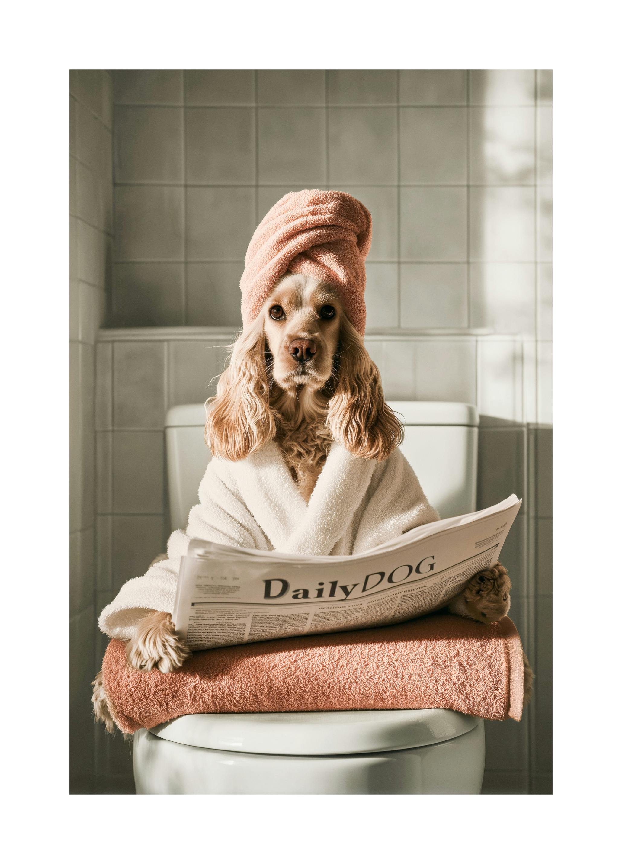 Cocker Spaniel On Toilet Poster (70x100 cm) - Poster Store