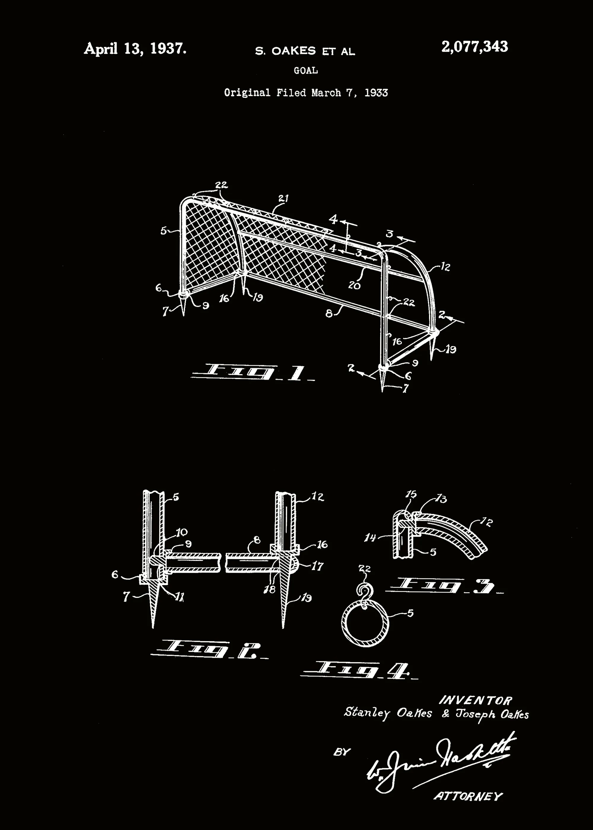 Andreas Magnusson - Vintage Soccer Goal Patent Poster 0