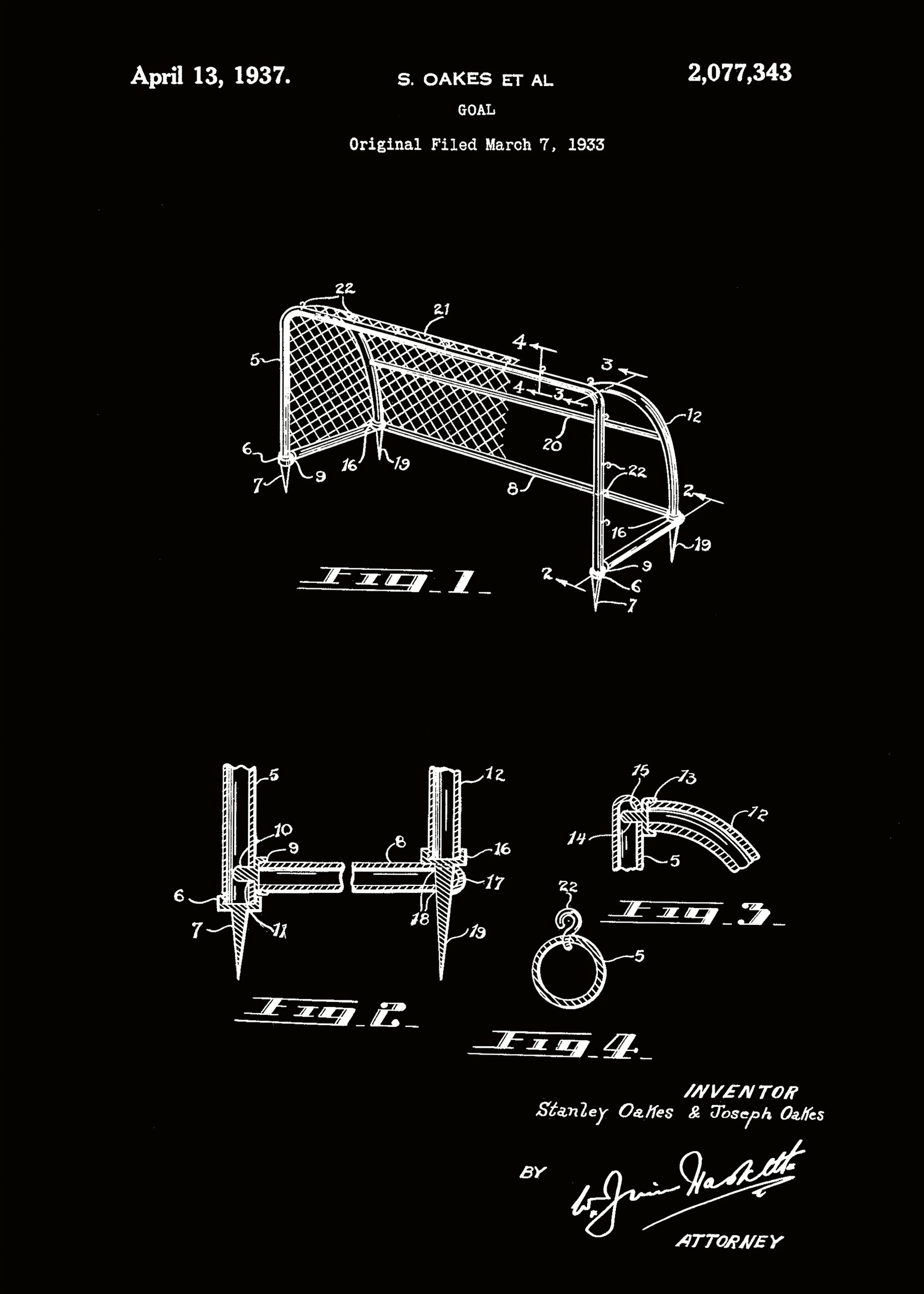 Andreas Magnusson - Vintage Soccer Goal Patent Poster 0