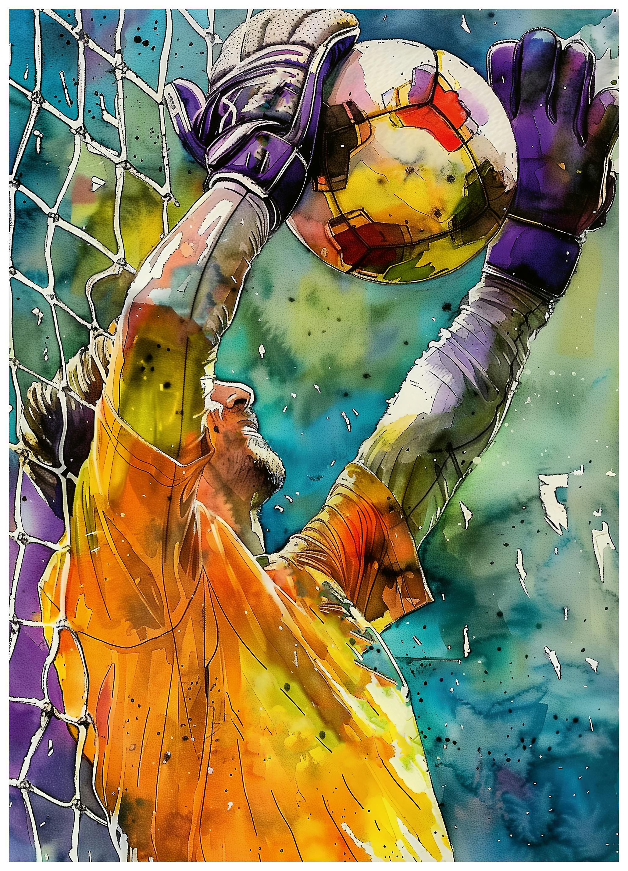 Justyna Jaszke - Färgstark Målvaktsräddning Poster (100x150 cm) - Poster Store