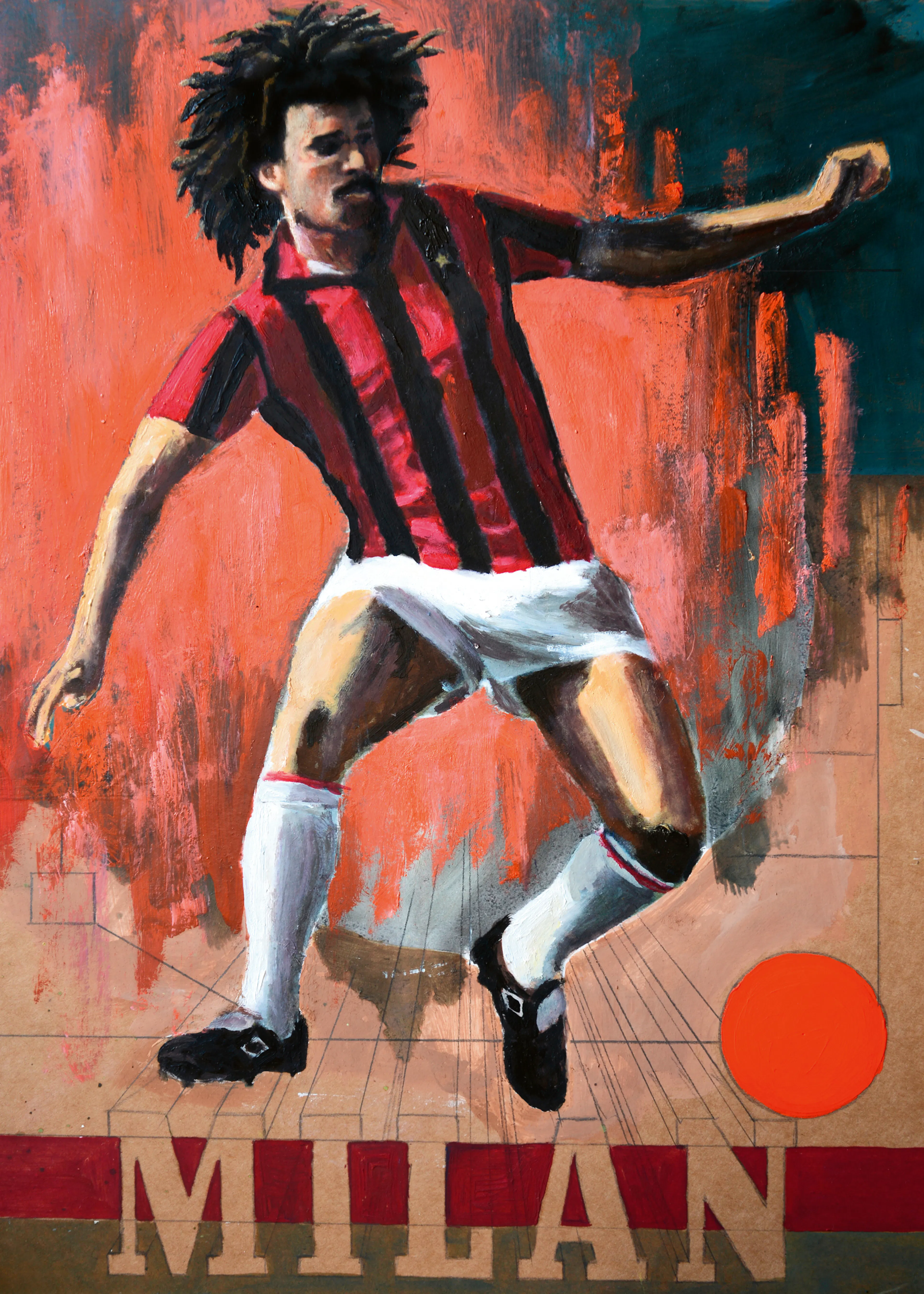 David Diehl - Dynamic Footballer in Red Stripes Poster 0