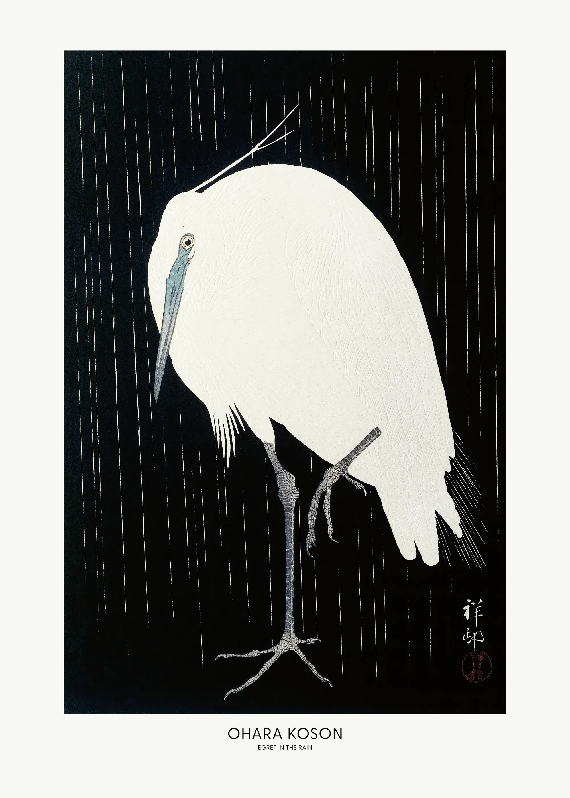 Ohara Koson - Egret In The Rain Poster 0