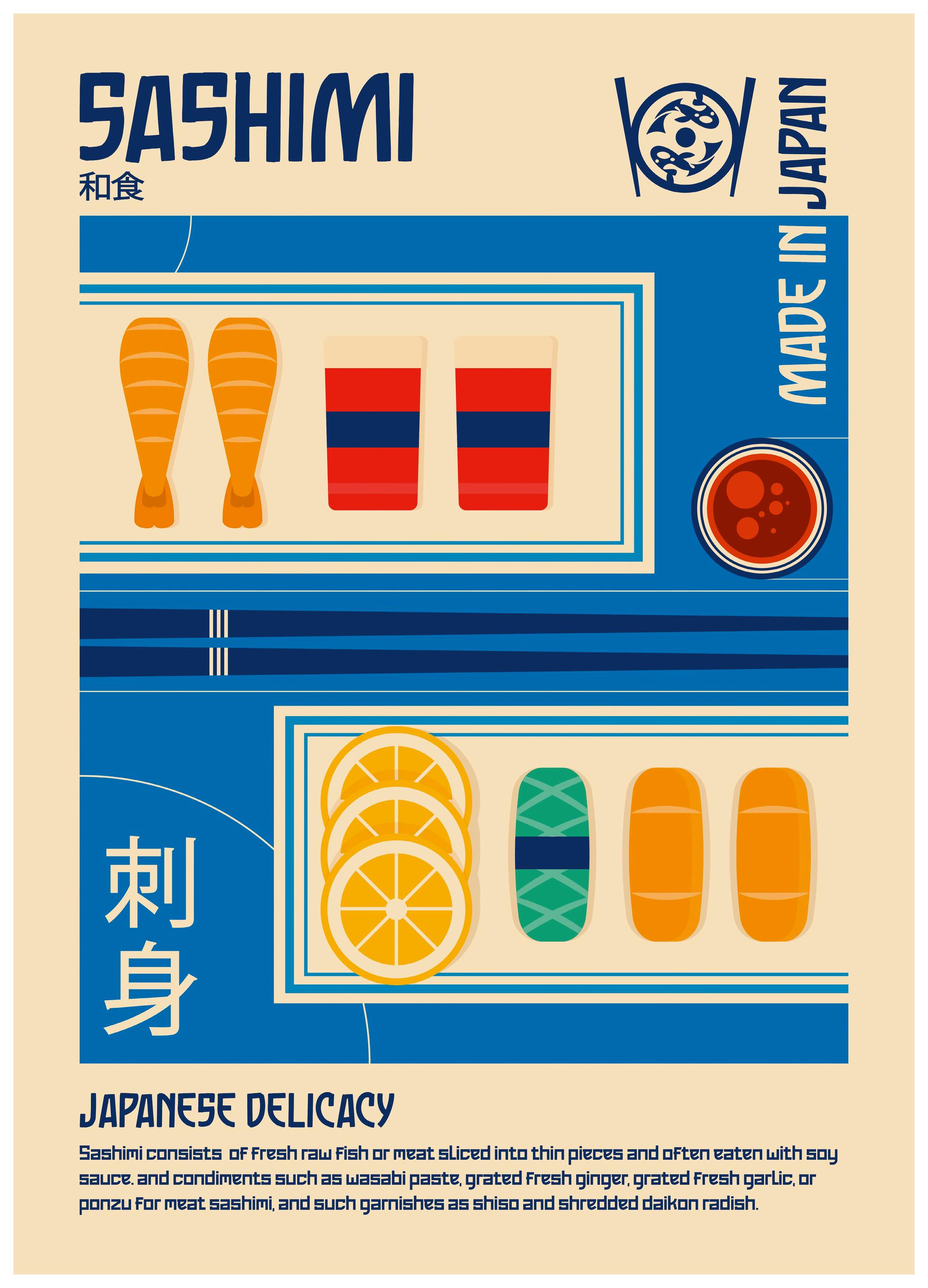 Retrodrome - Japanese Sashimi Delicacy Poster (70x100 cm) - Poster Store