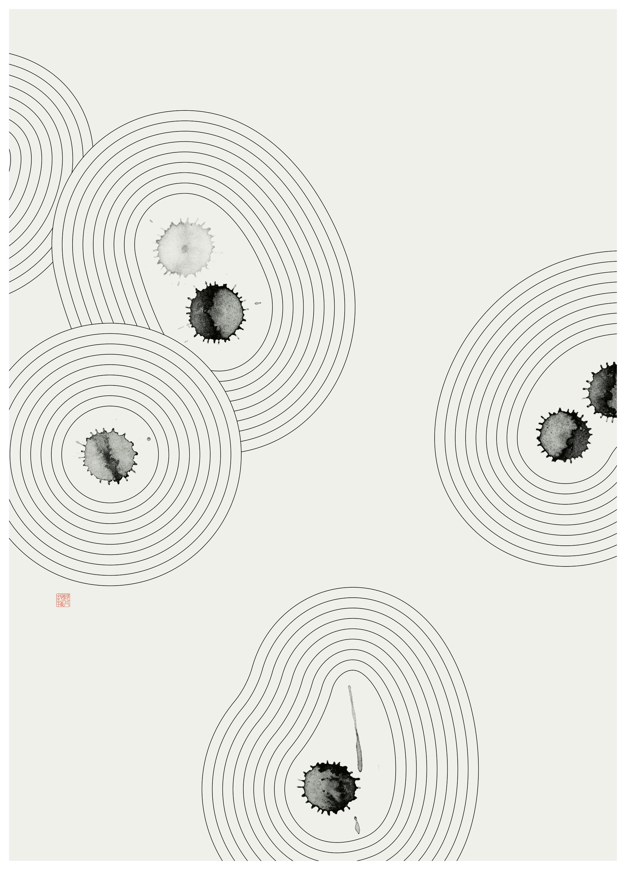 Thoth Adan - Zen Inkt Rimpelingen Poster (70x100 cm) - Poster Store