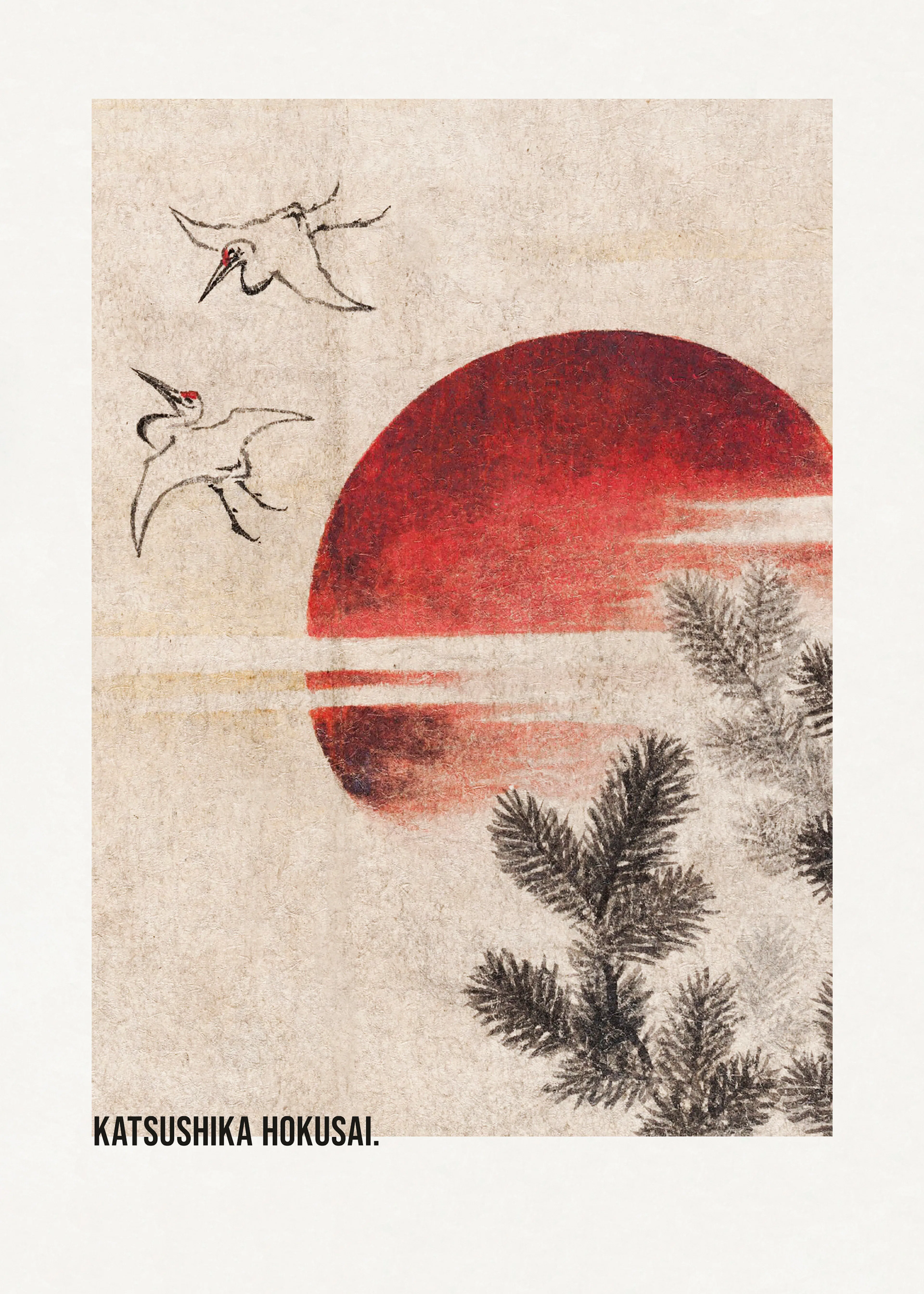 Katsushika Hokusai - Birds and Sunset, From Album of Sketches Poster 0
