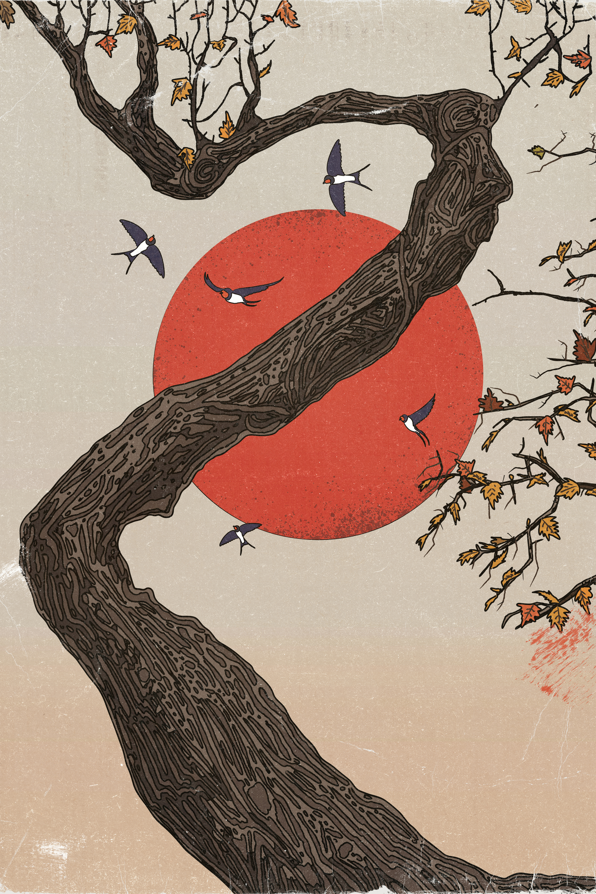 Nicholas - Autumn Flight Red Sun Poster