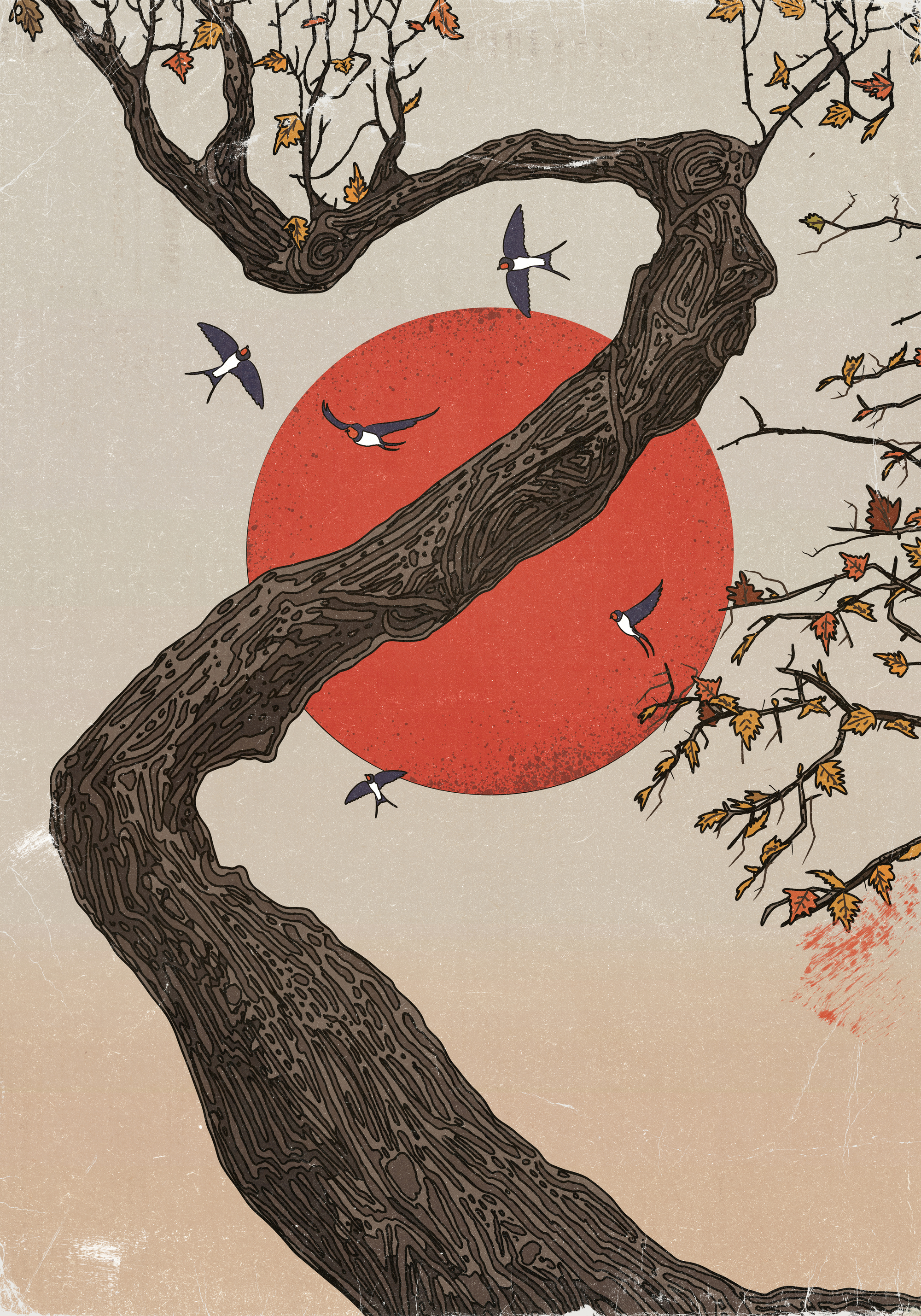 Nicholas - Autumn Flight Red Sun Poster