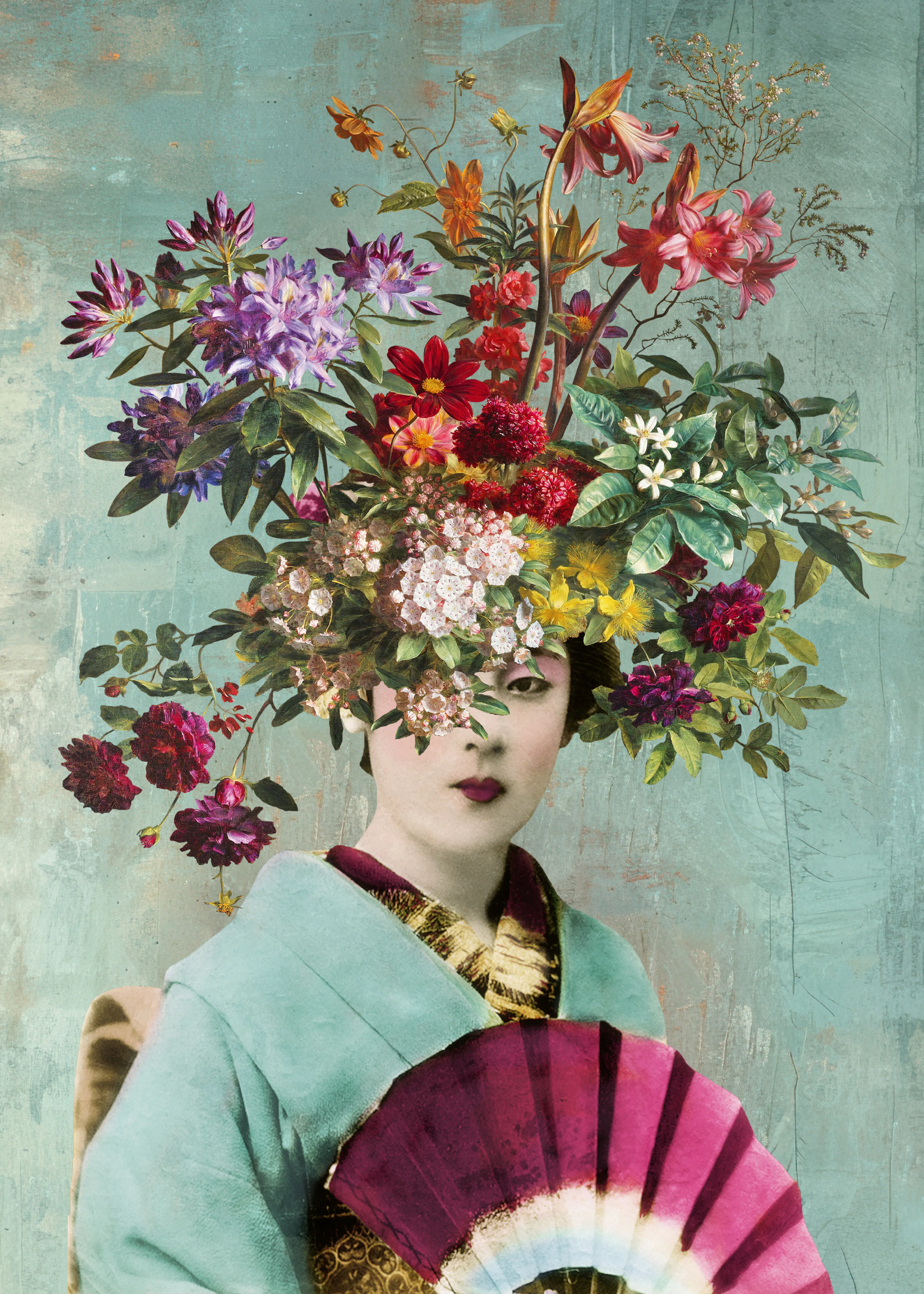 Marja van den Hurk - Floral Geisha Portrait Poster 0