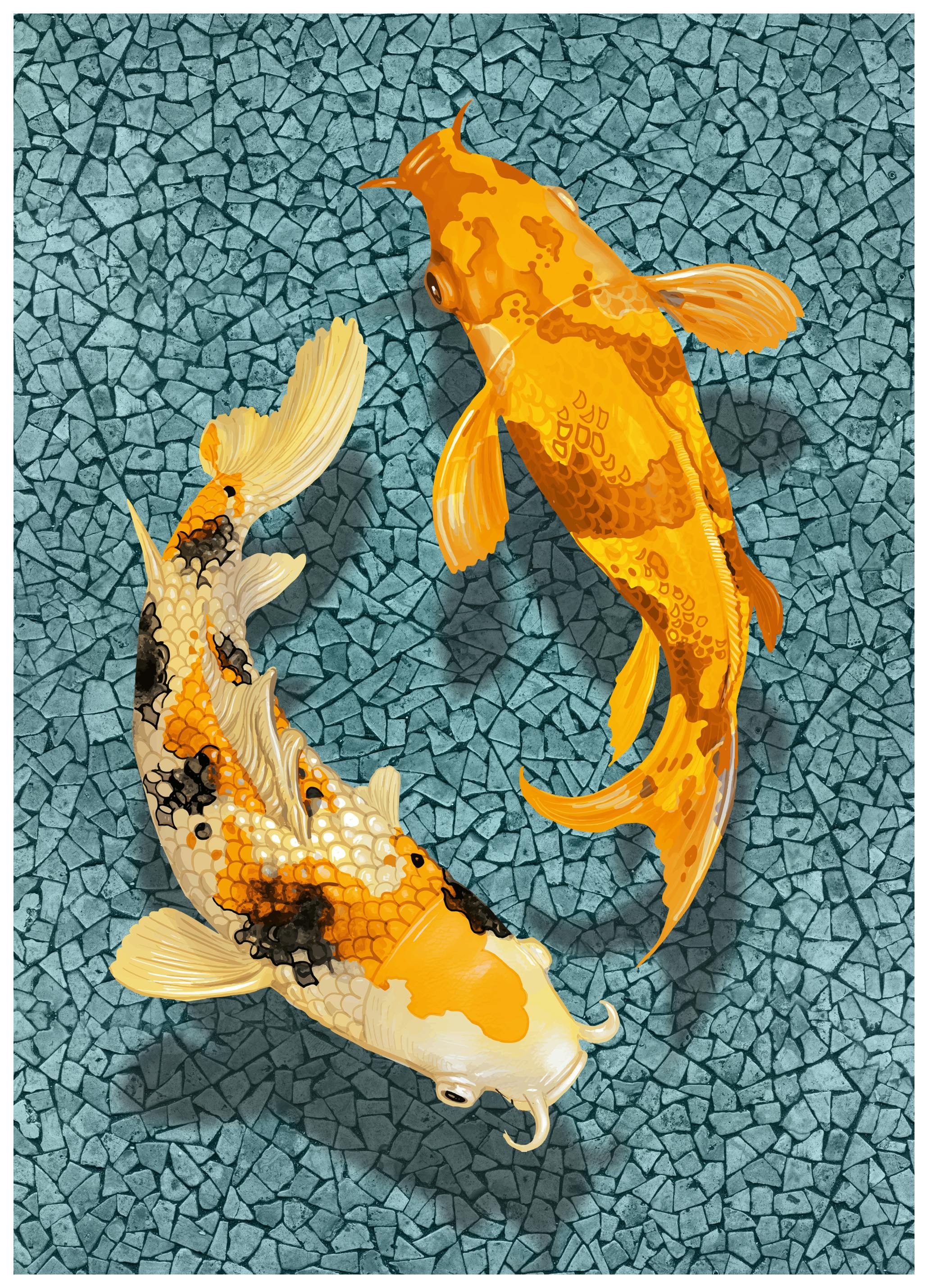 Marja van den Hurk - Yin Yang Koi Poster (70x100 cm) - Poster Store