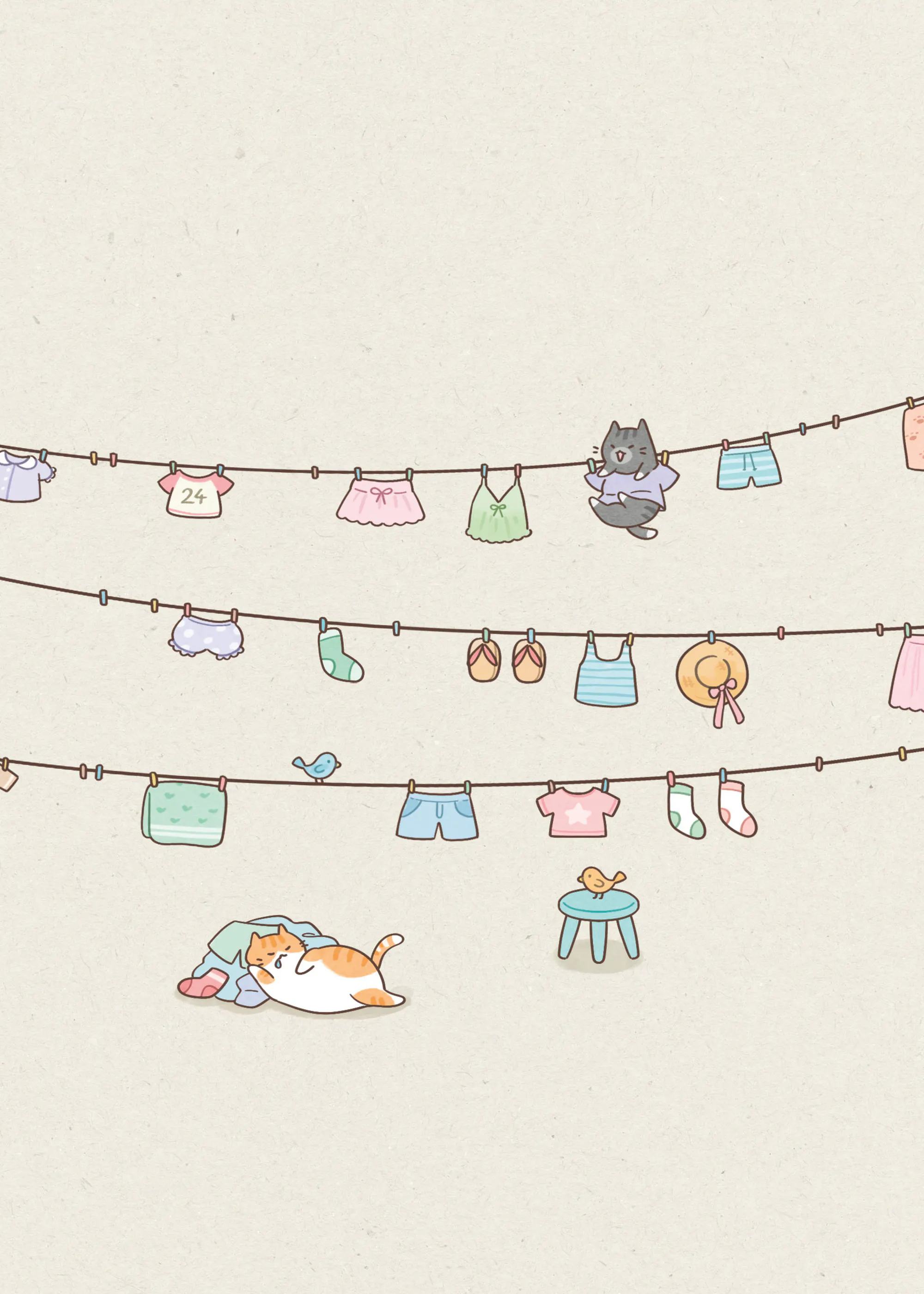 Xuan Thai - Whimsical Cat Laundry Print 0