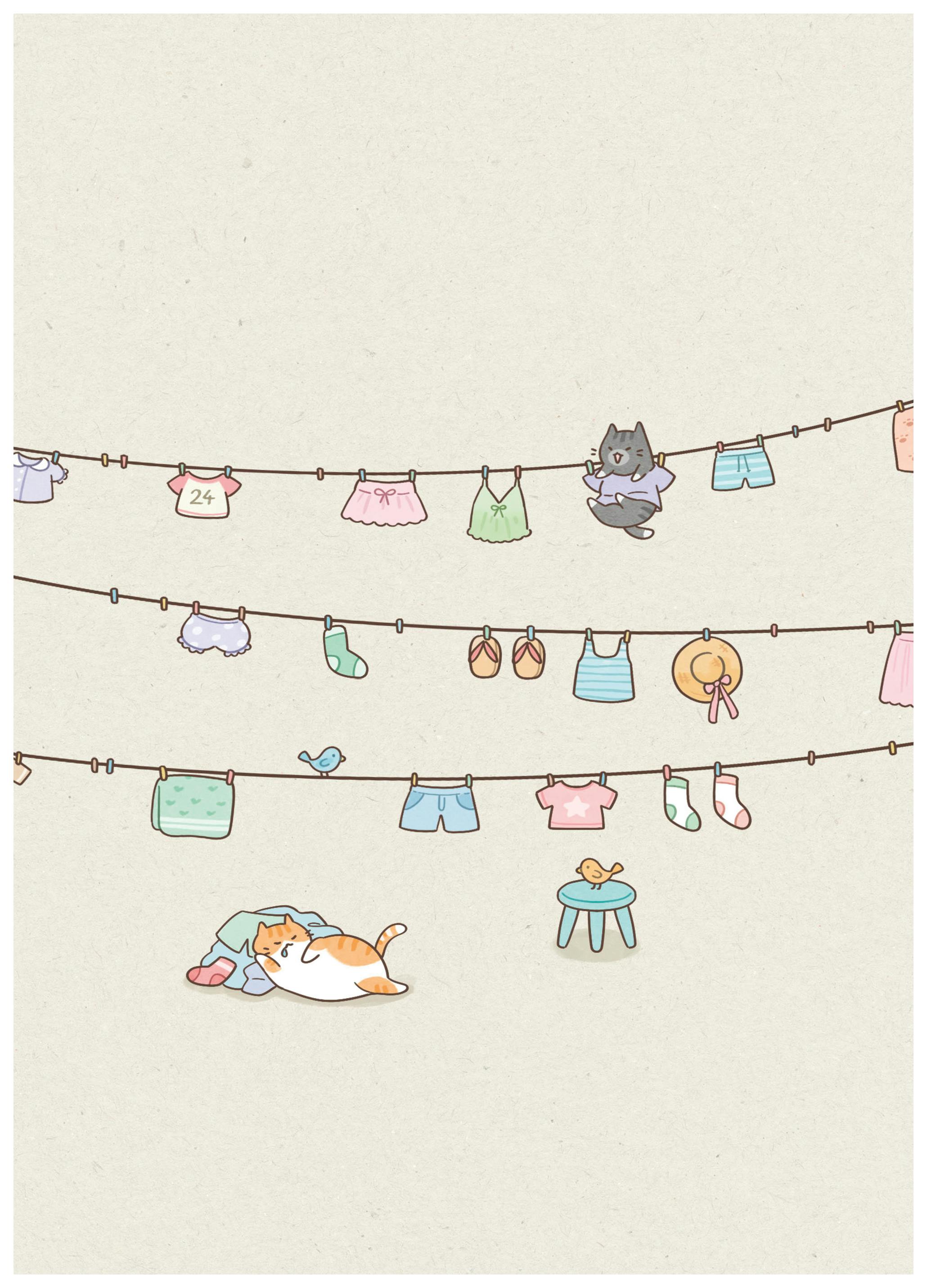 Xuan Thai - Verspielte Wäschekatze Poster (70x100 cm) - Poster Store