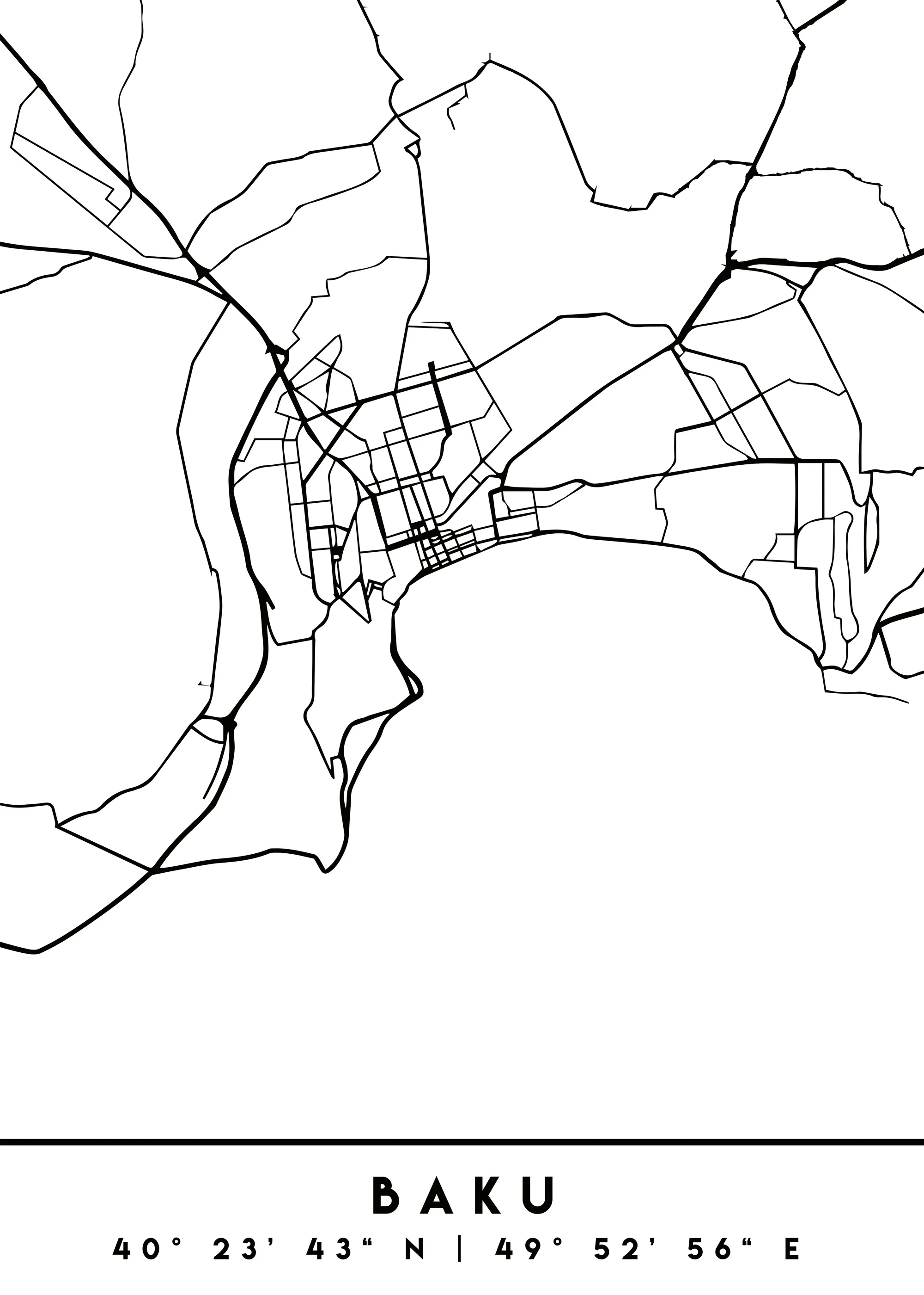 Emiliano Deificus - Baku City Map Poster 0