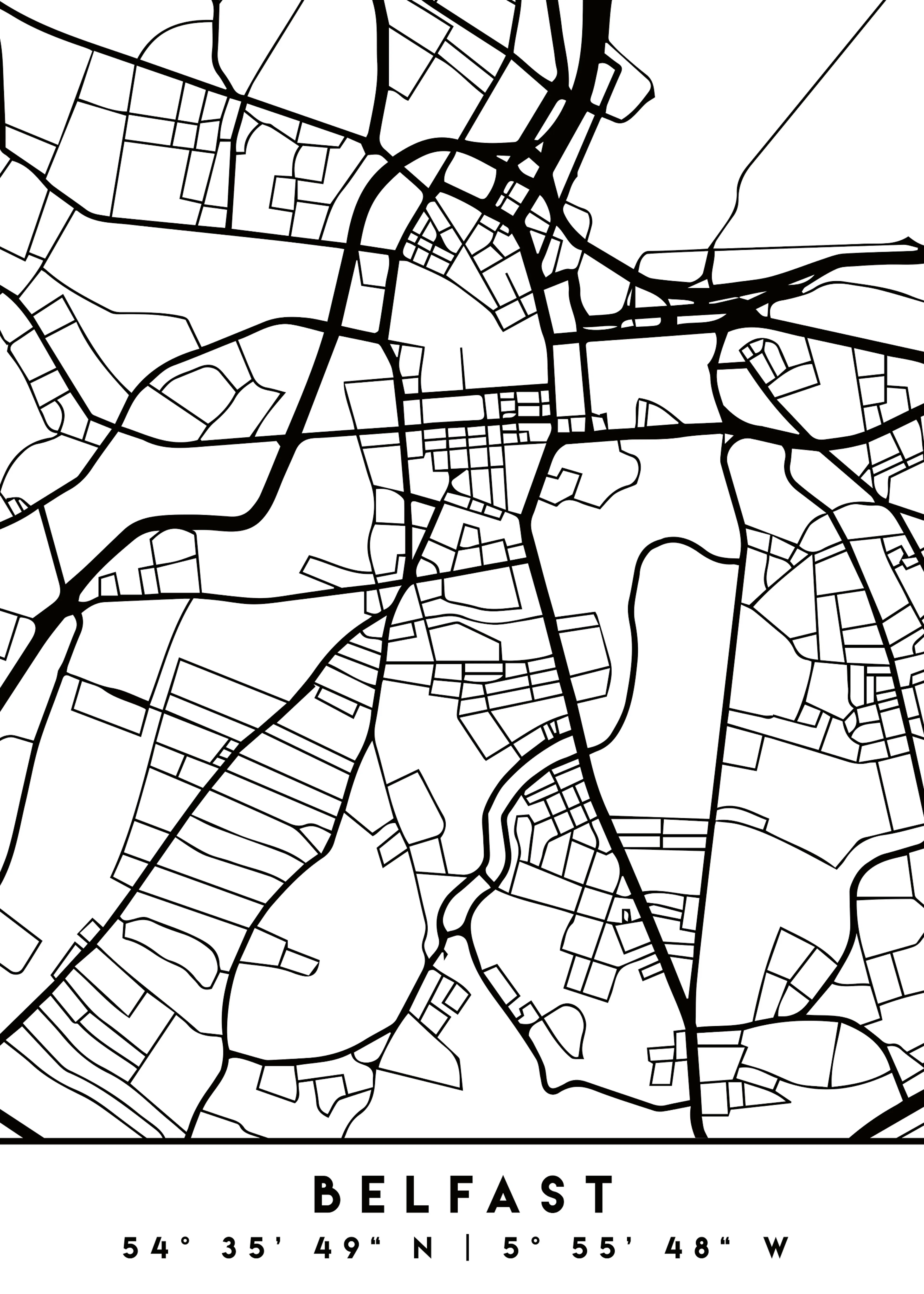 Emiliano Deificus - Minimalist Belfast Map Poster 0