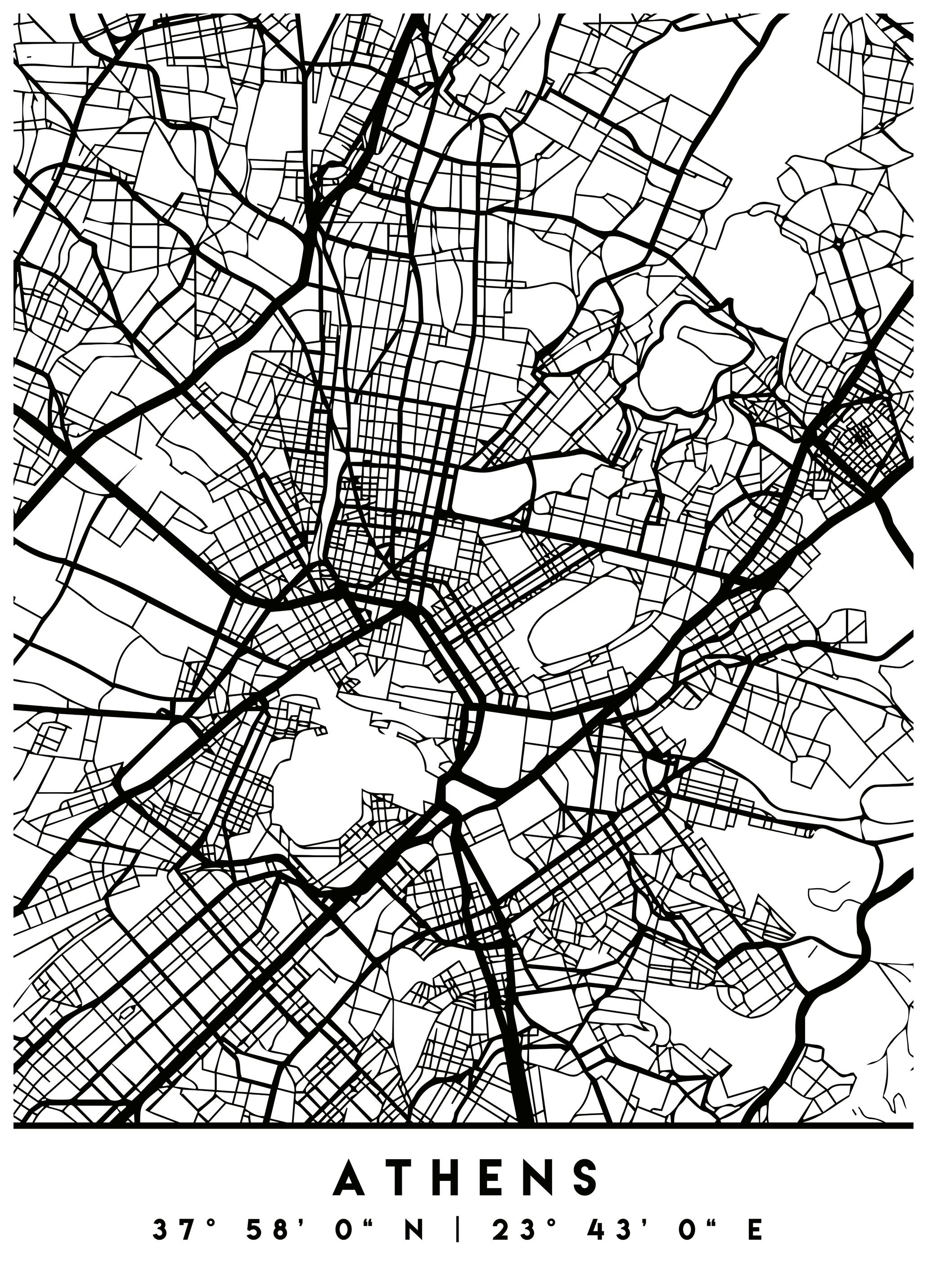 Emiliano Deificus - Athens City Map Poster (40x50 cm) - Poster Store