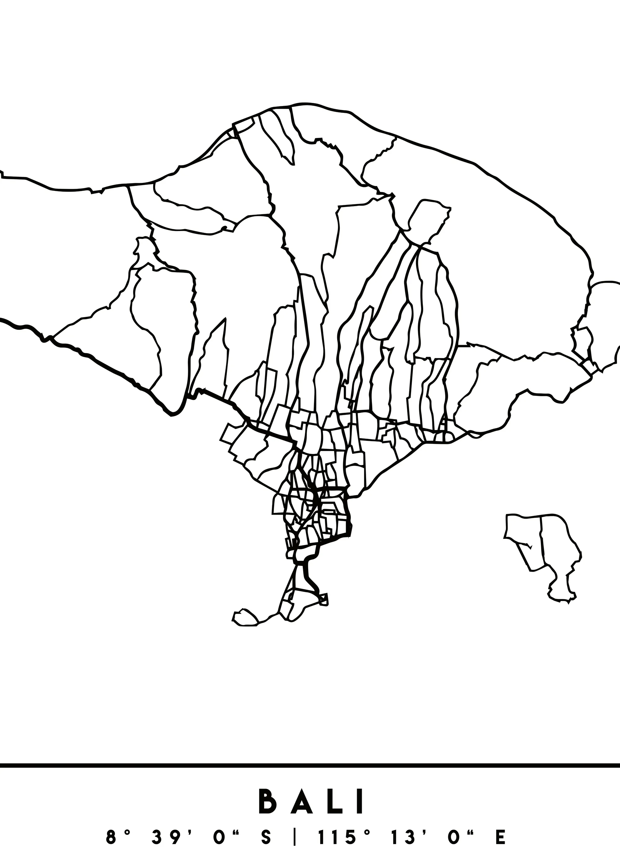 Emiliano Deificus - Bali Island Outline Map Poster 0