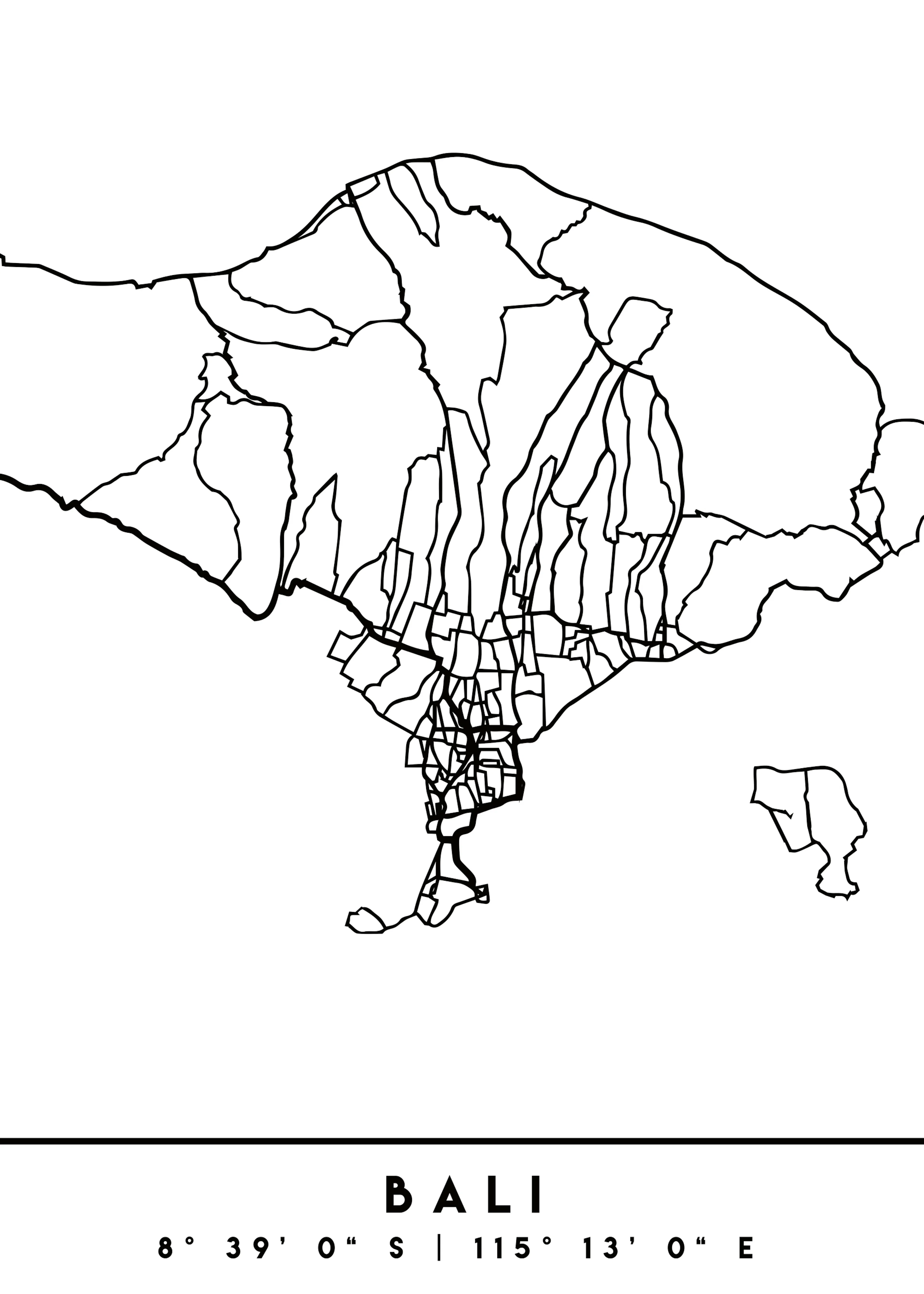 Emiliano Deificus - Bali Island Outline Map Poster 0