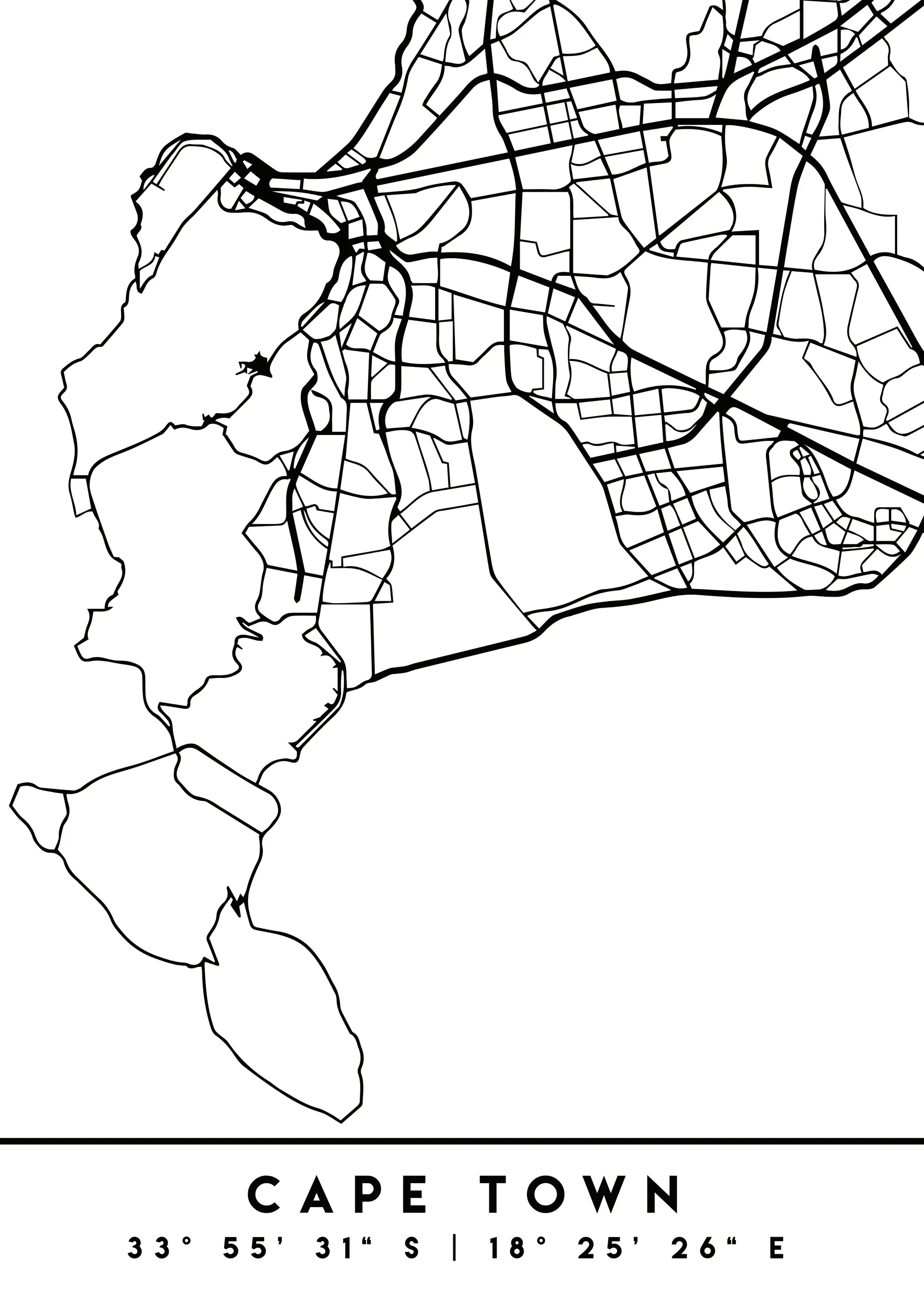 Emiliano Deificus - Minimal Cape Town Map Poster 0