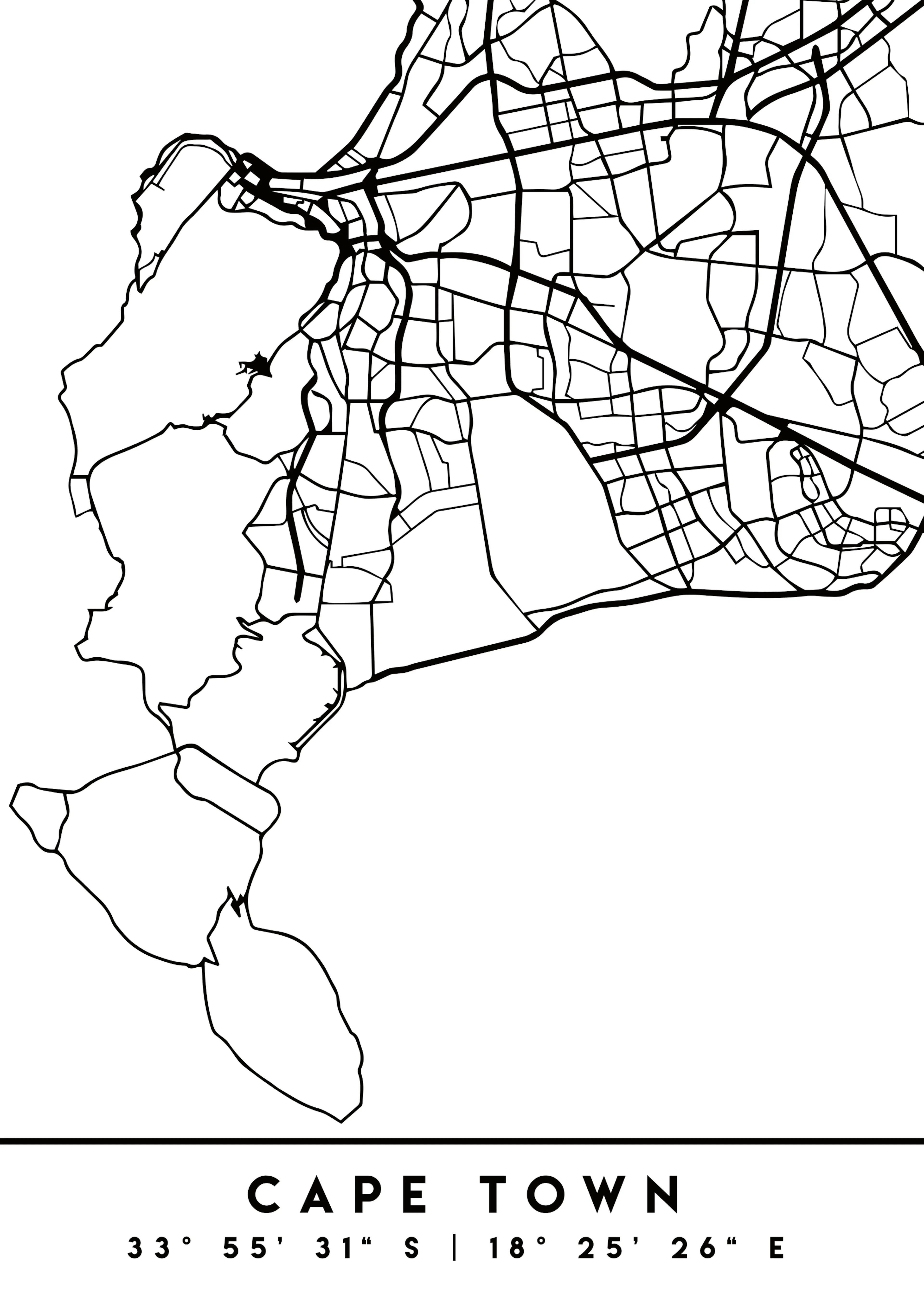Emiliano Deificus - Minimal Cape Town Map Poster 0