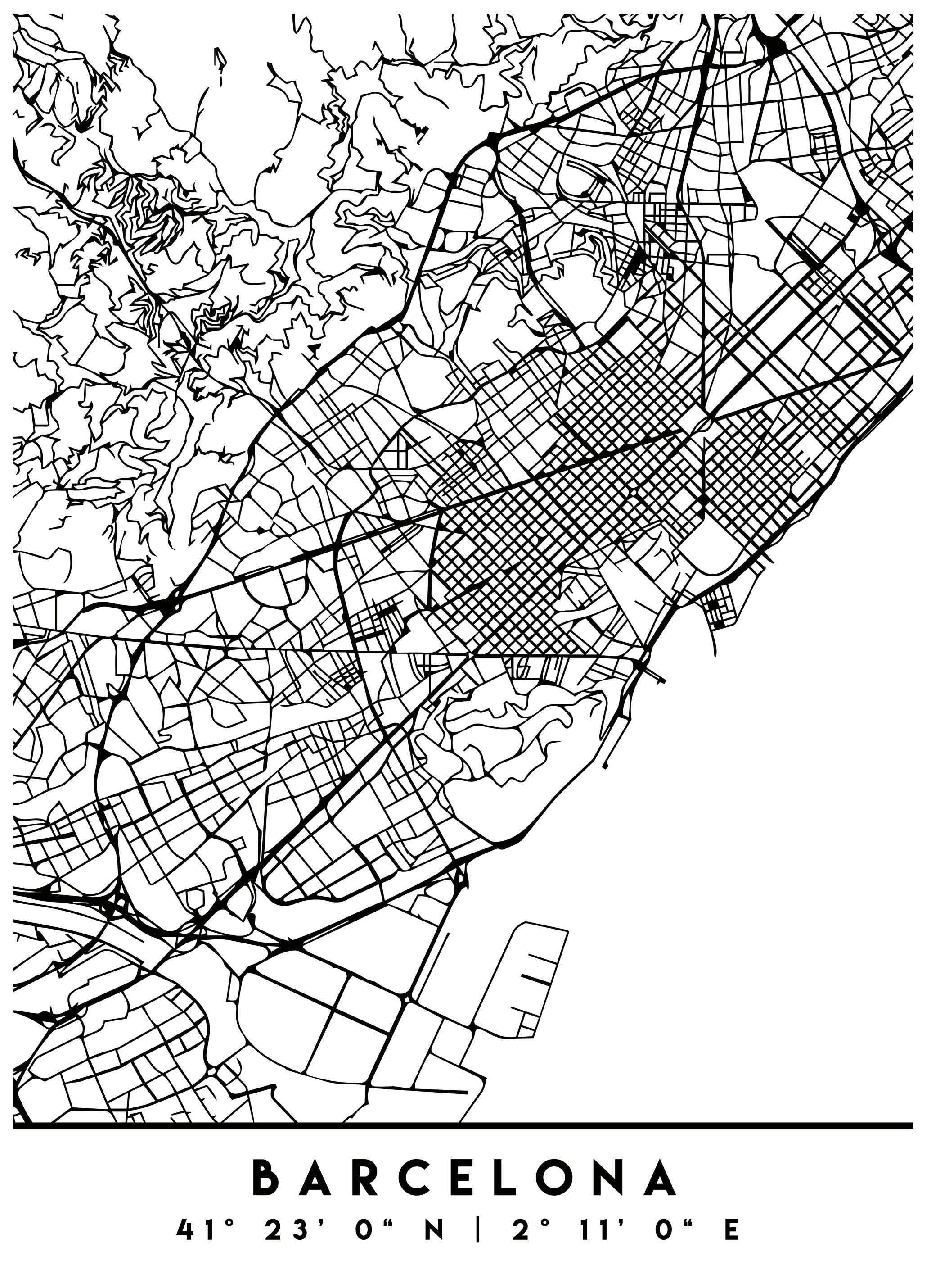 Emiliano Deificus - Black Maps 09 Affiche (70x100 cm) - Poster Store