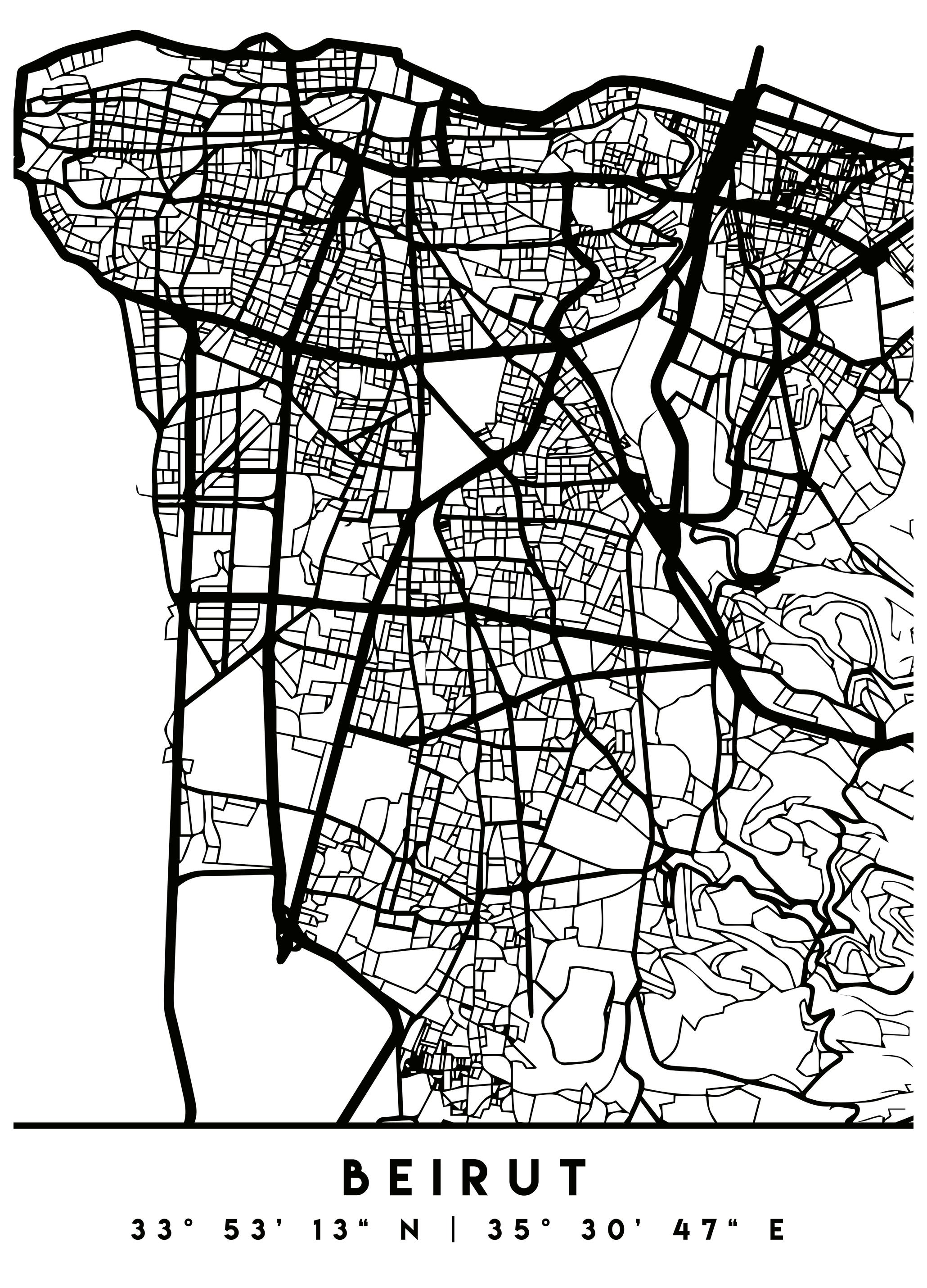 Emiliano Deificus - Beirut Urban Grid Poster (70x100 cm) - Poster Store