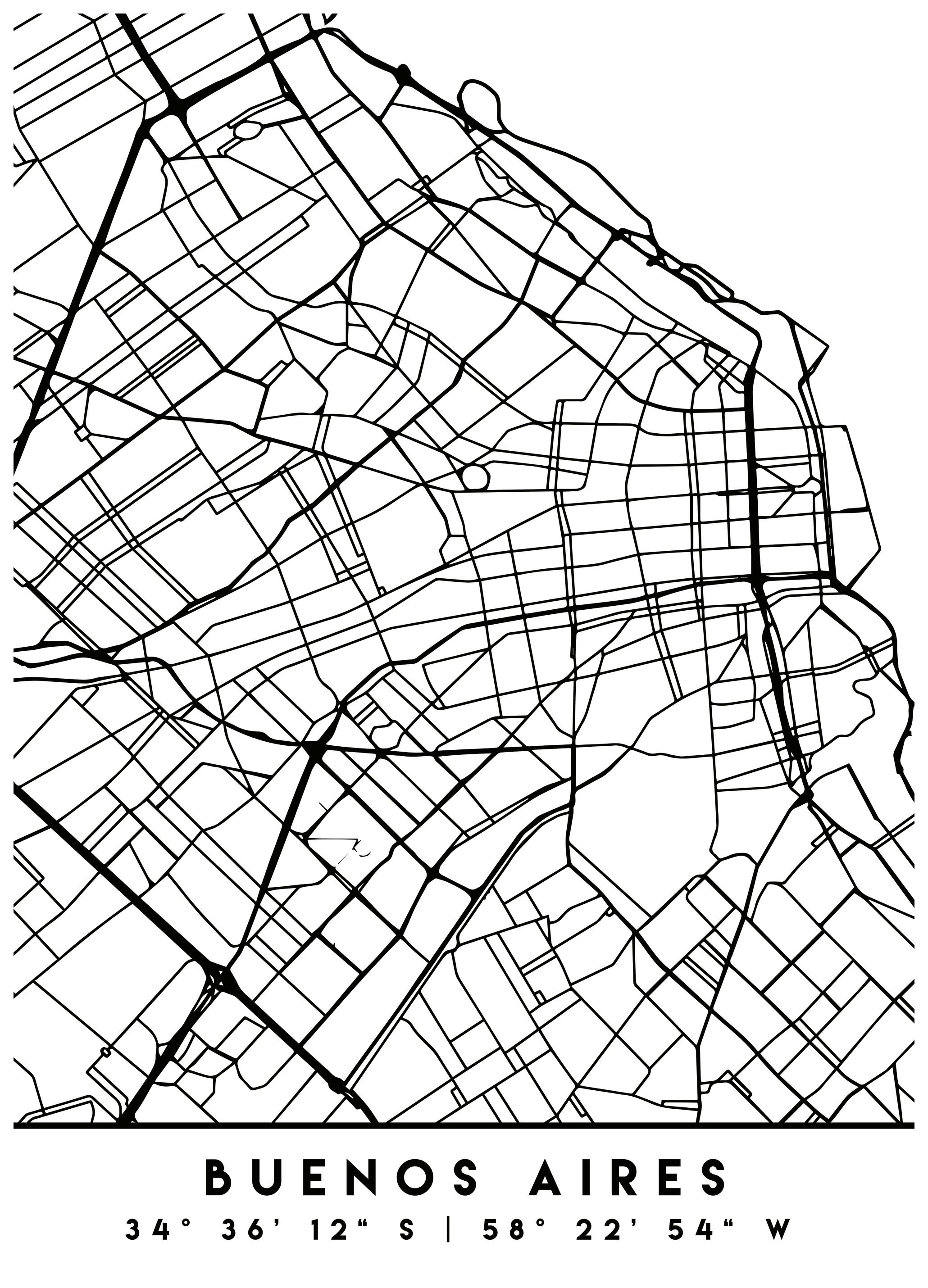 Emiliano Deificus - Buenos Aires City Map Affiche (13x18 cm) - Poster Store