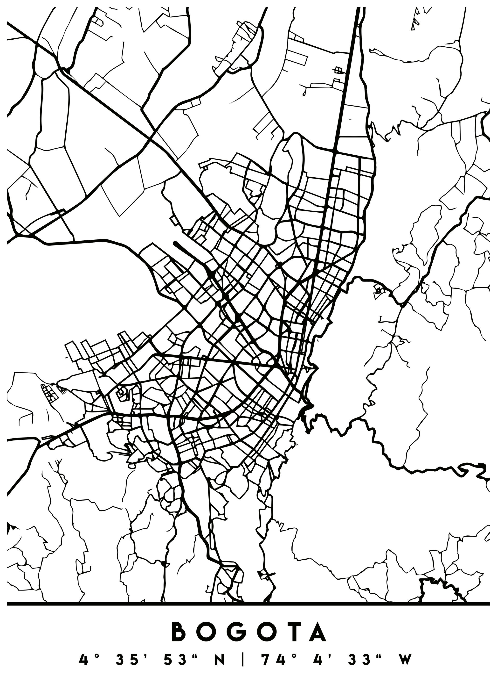 Emiliano Deificus - Bogota City Map Poster (100x150 cm) - Poster Store