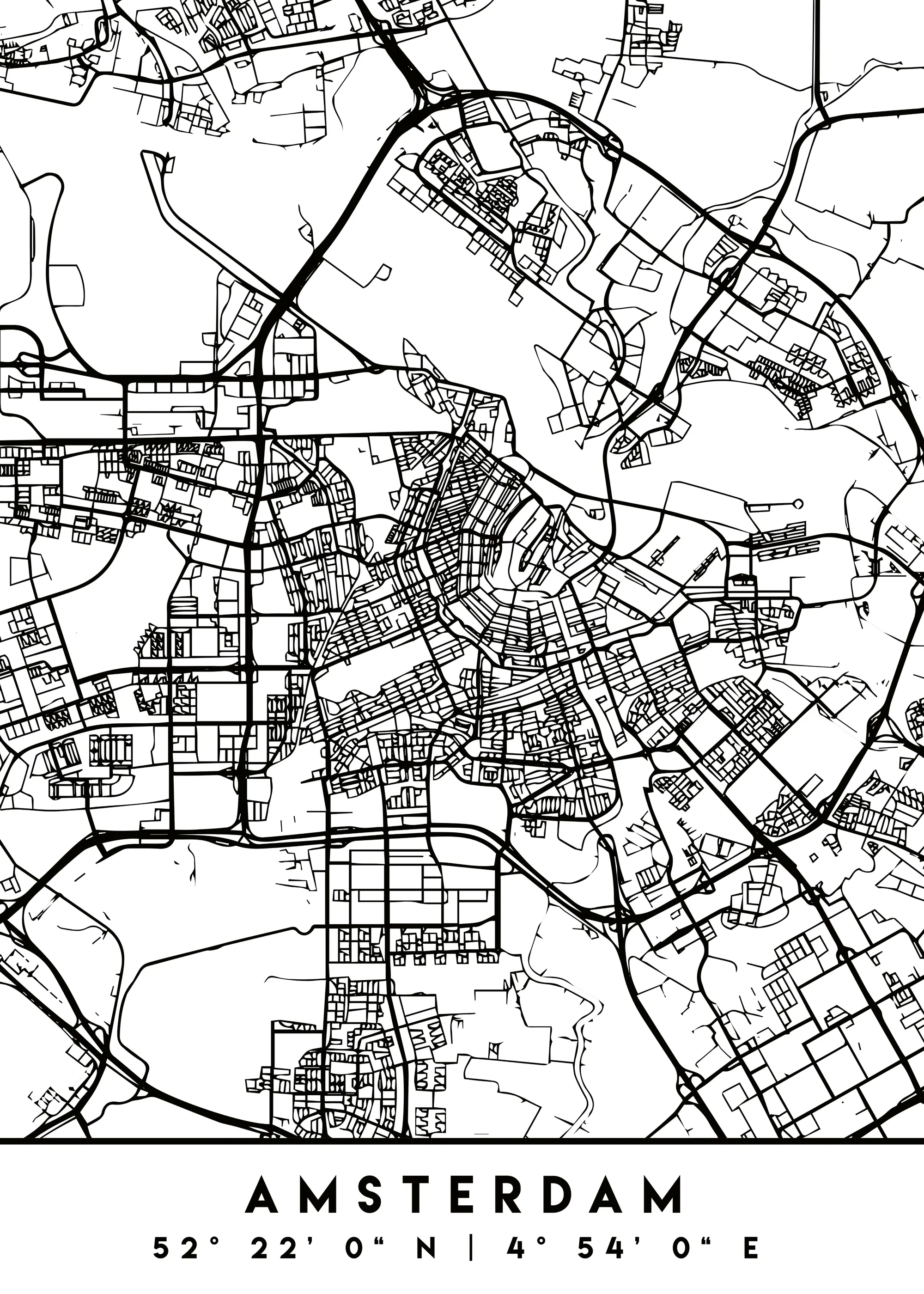 Emiliano Deificus - Minimalist Amsterdam Map Poster 0